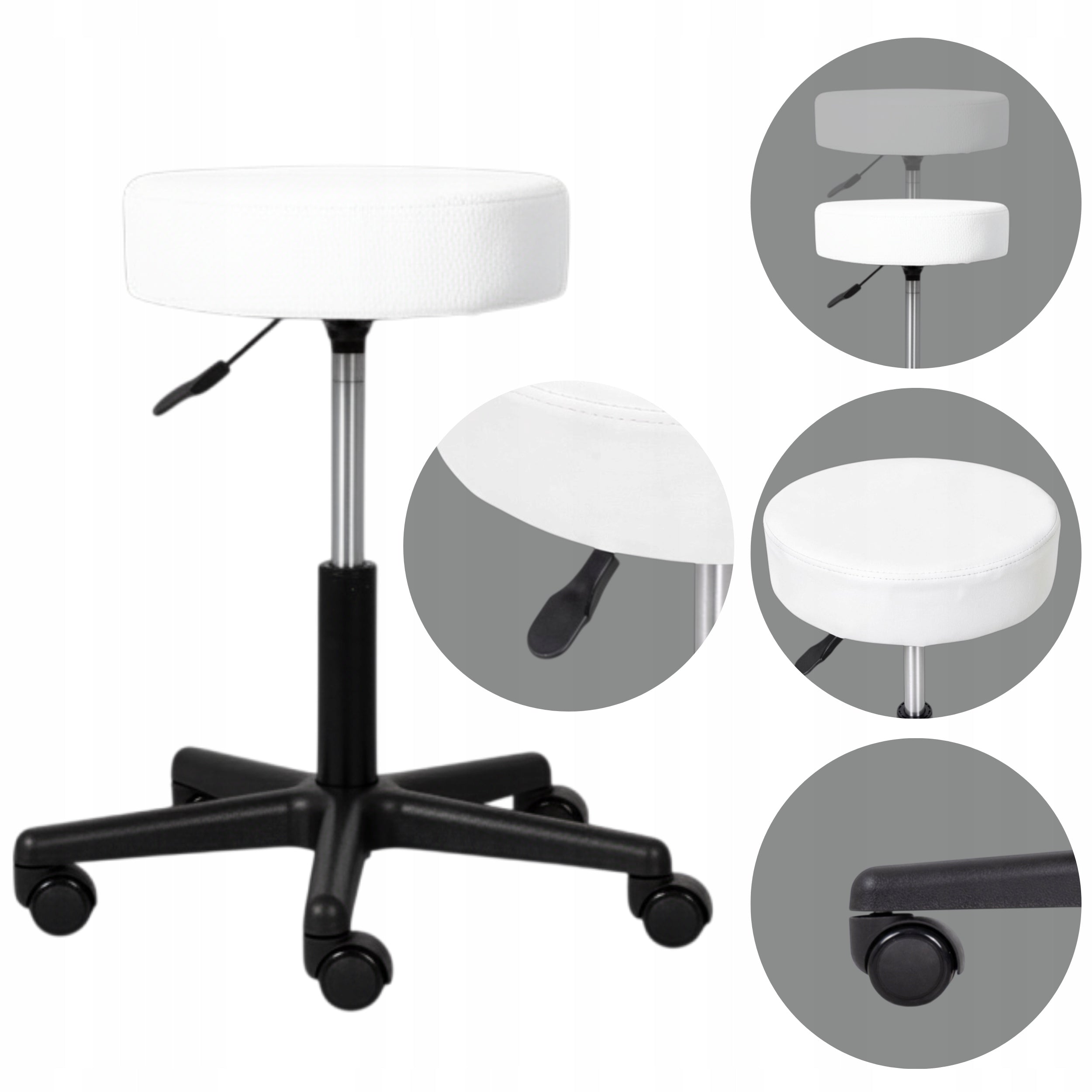 MEDICAL COSMETIC STOOL ON WHEELS ROTATING CIRCLE FOR OFFICE HABYS