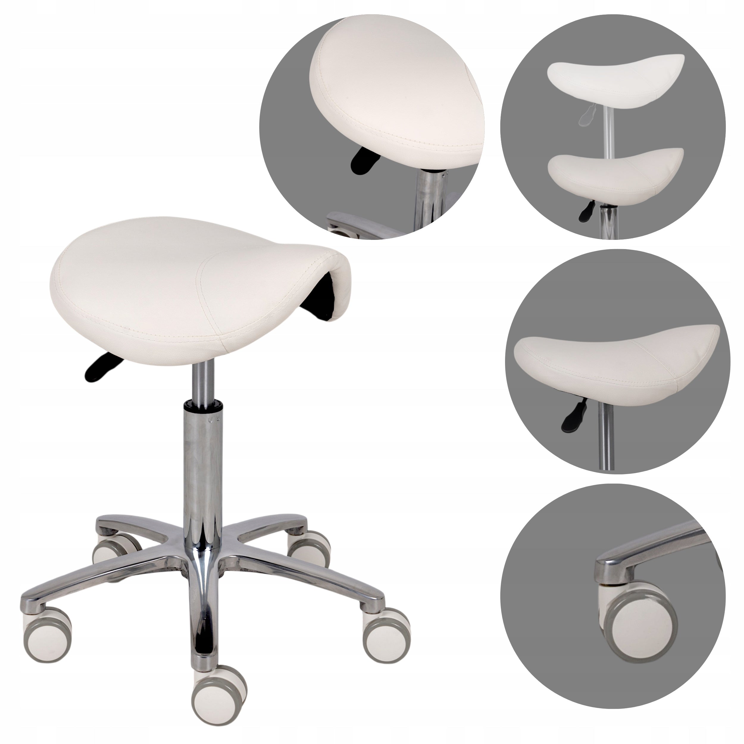 MEDICAL COSMETIC STOOL ON WHEELS SWIVEL SADDLE FOR OFFICE LILA
