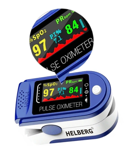 MEDICAL FINGER PULSE OXIMETER HELBERG HEART RATE MONITOR Color white