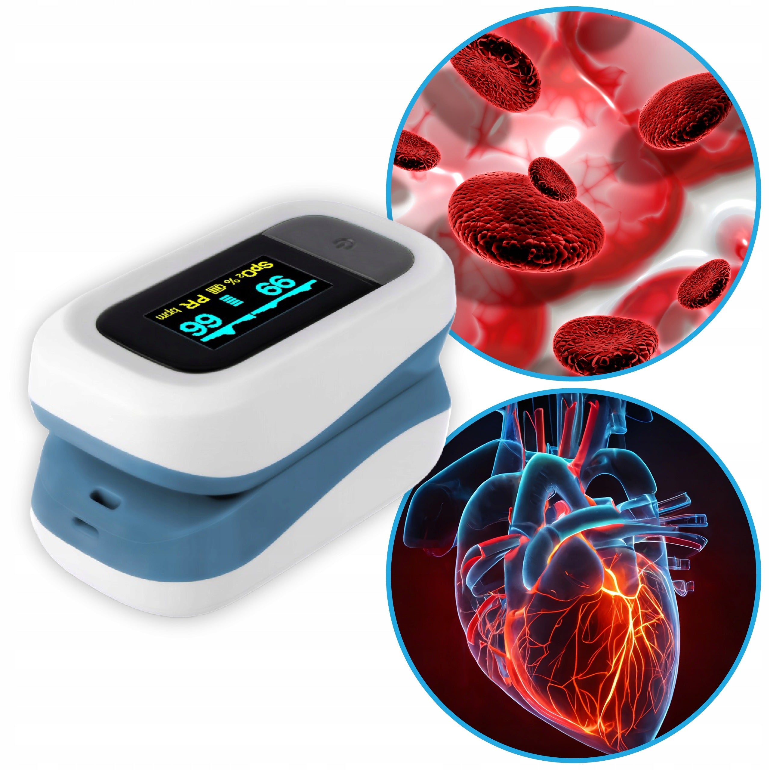 MEDICAL FINGER PULSE OXIMETER Herz Medical OLED display pulse measurement Medical device type medical device or in-vitro diagnostic medical device
