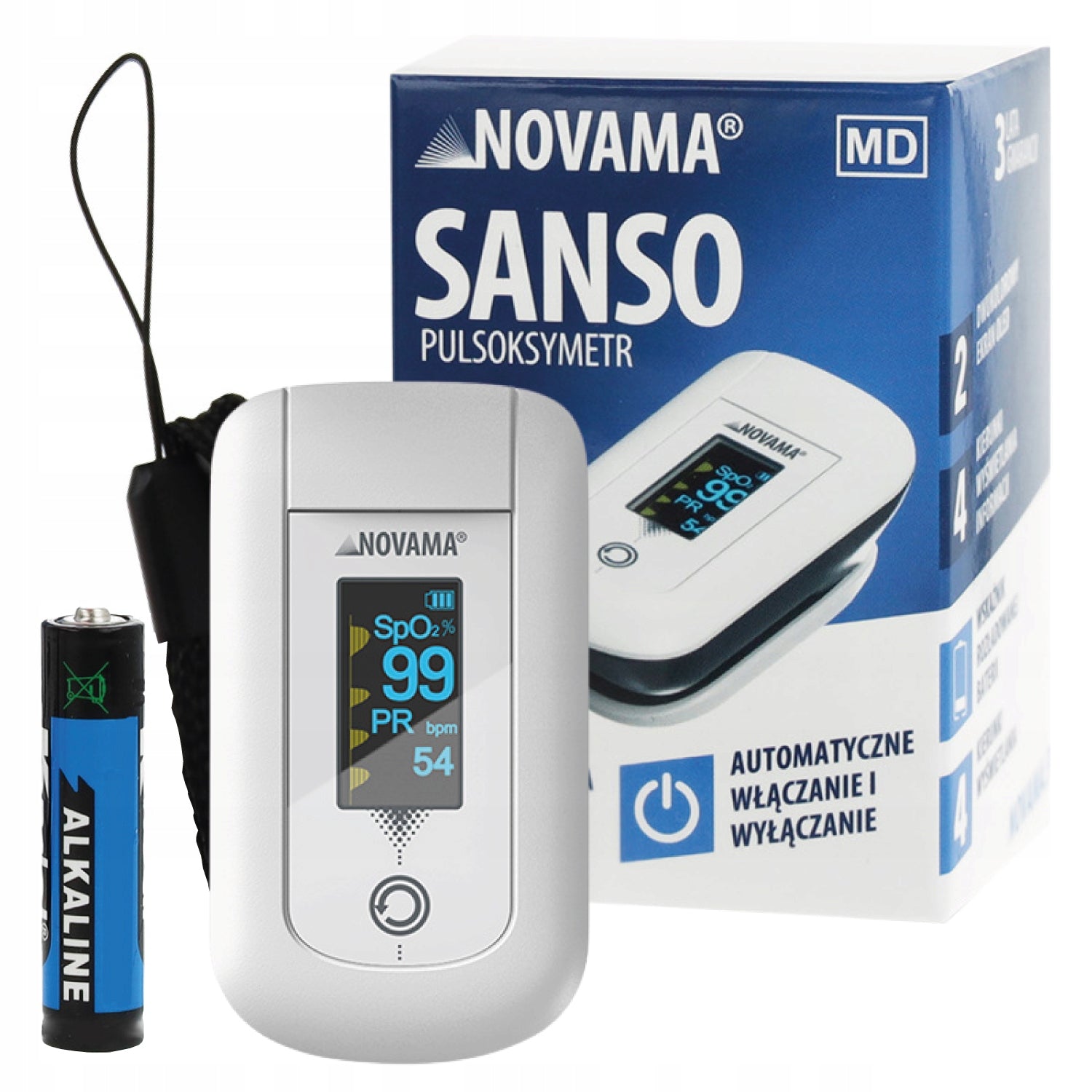 MEDICAL FINGER PULSE OXIMETER NOVAMA SANSO WITH OLED SCREEN 4 DIRECTIONS