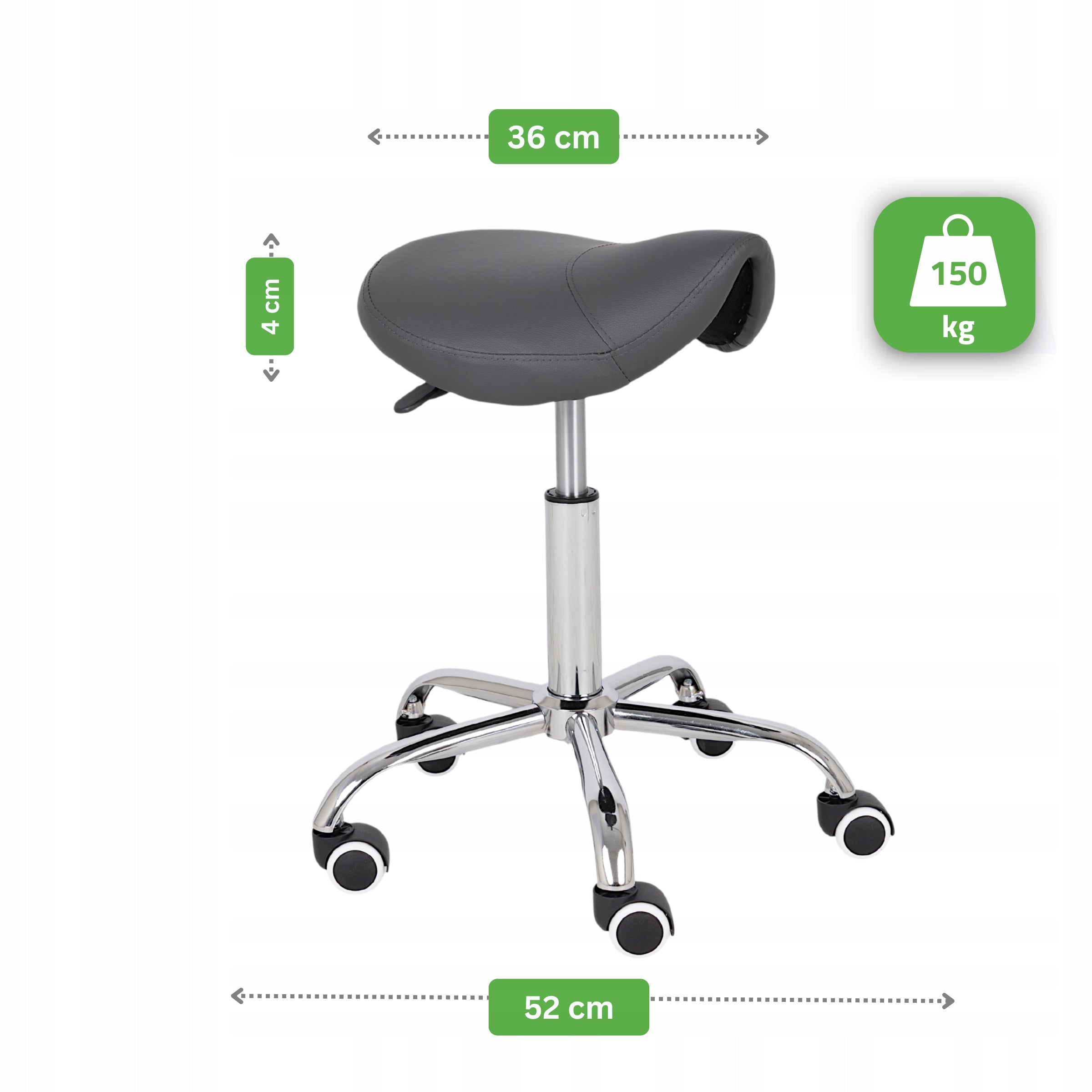 MEDICAL HAIRDRESSER COSMETIC STOOL GREY ON WHEELS SWIVEL SADDLE Brand Habys