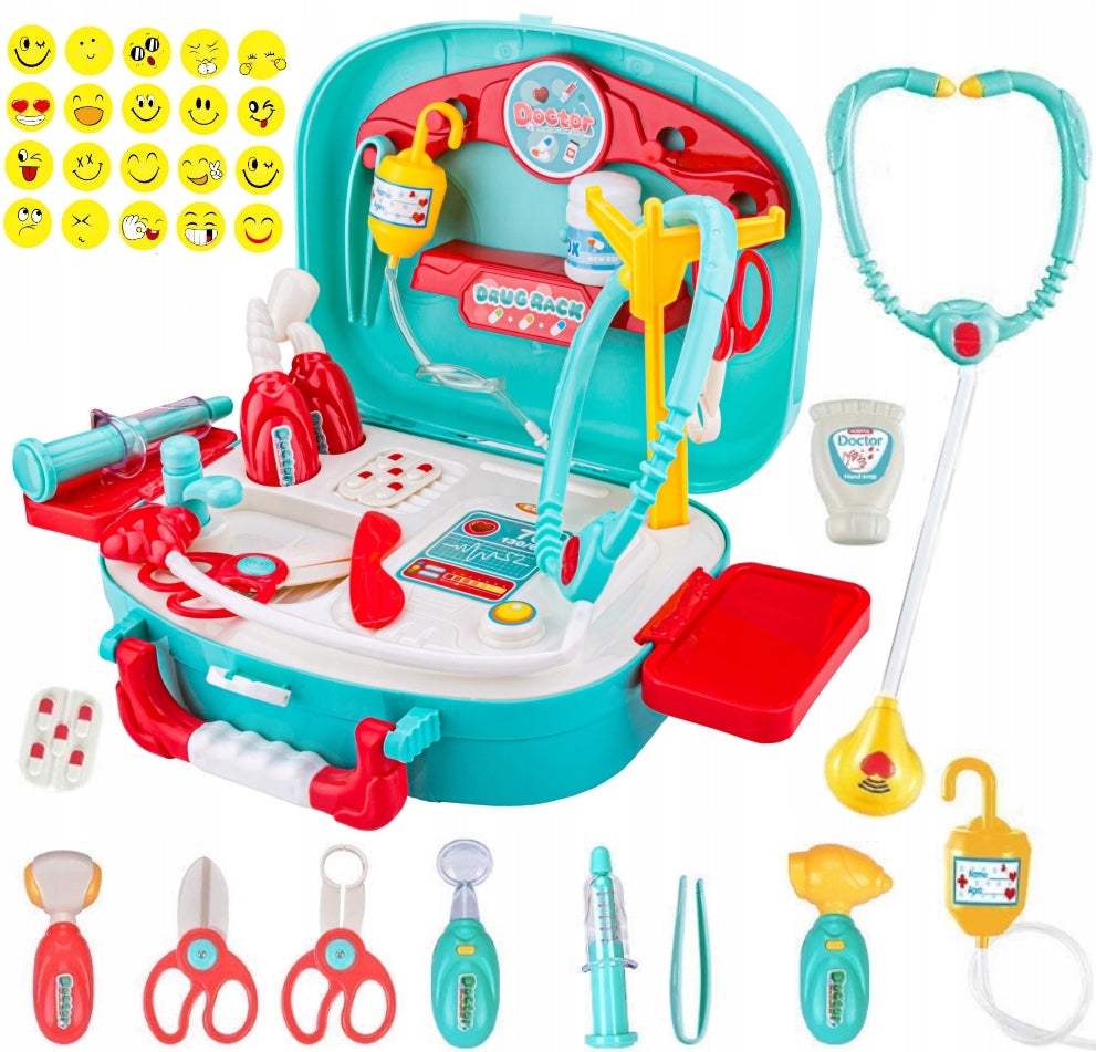 MEDICAL KIT SMALL DOCTOR SUITCASE Light Sound + 80 stickers
