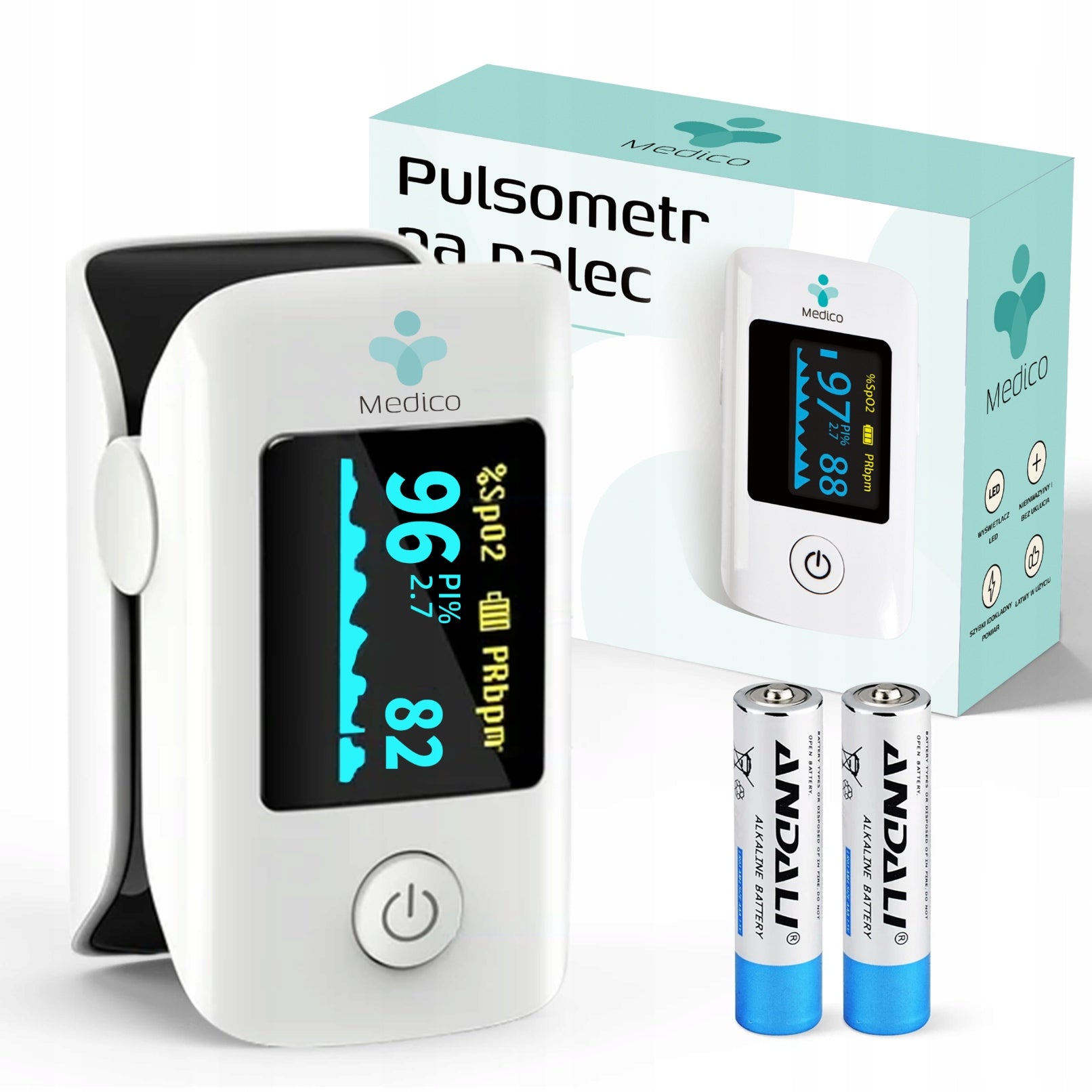 MEDICAL PULSE OXIMETER MEDICO FINGER, CASE, LED, FOR CHILDREN AND ADULTS