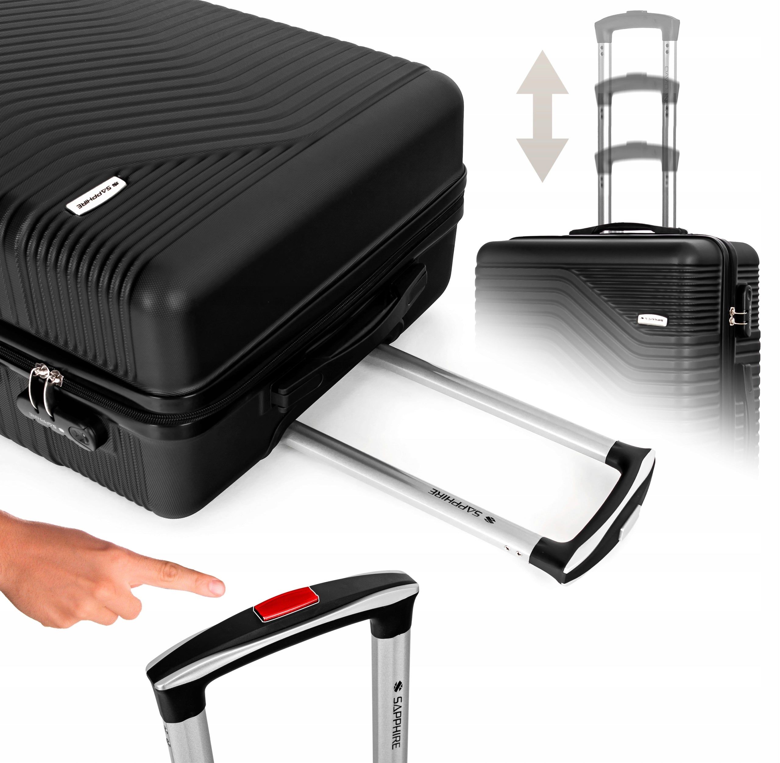 MEDIUM TRAVEL SUITCASE ON wheels LUGGAGE with ABS strong CIPHER XL Sapphire DUO Height 66 cm