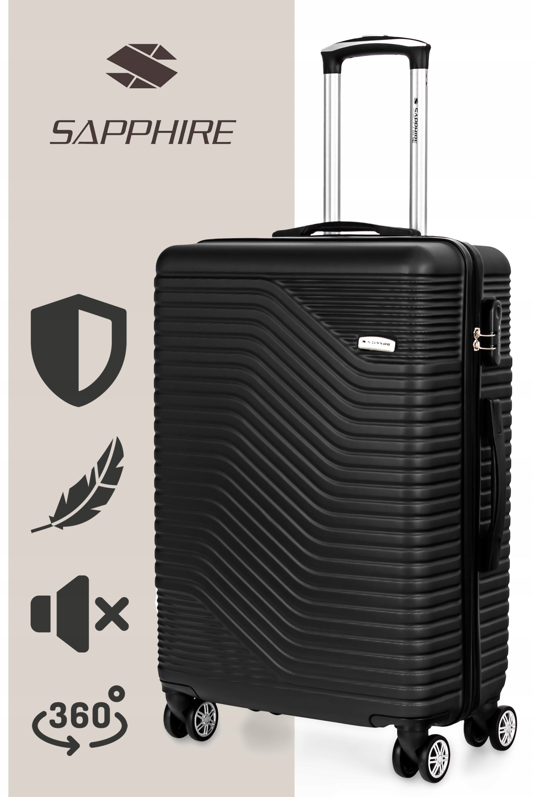 MEDIUM TRAVEL SUITCASE ON wheels LUGGAGE with ABS strong CIPHER XL Sapphire DUO Packaging status original