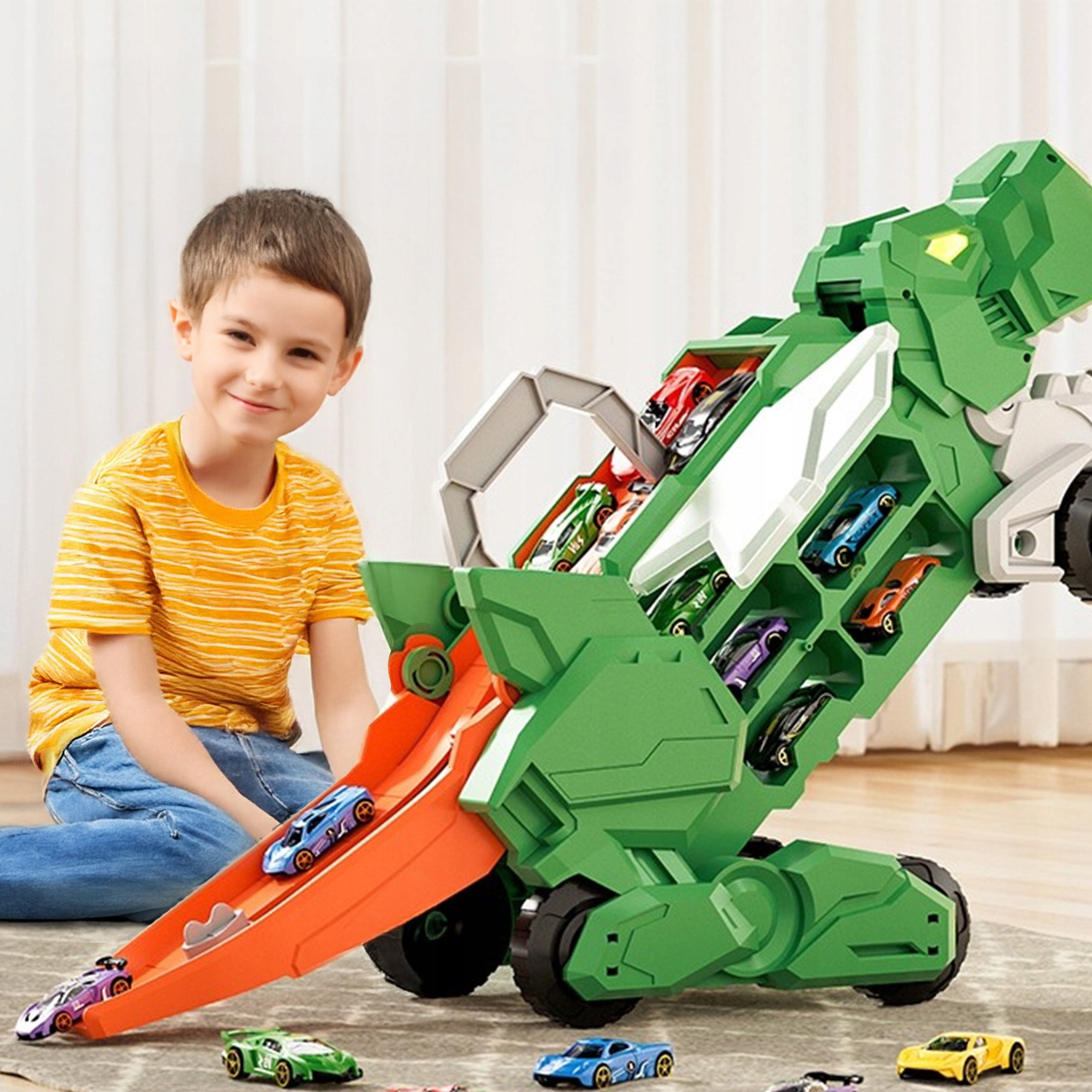 MEGA Dinosaur Truck with EFFECTS Car Track Launcher for Resoraki Packaging status original