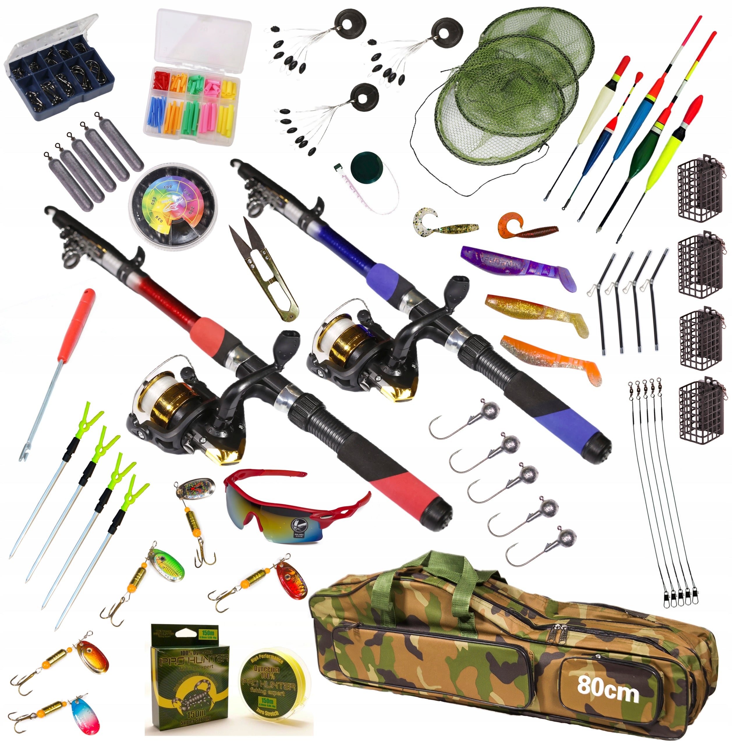 MEGA FISHING SET Fishing Rods Reels, float, ground, spinning ZEST-W-11