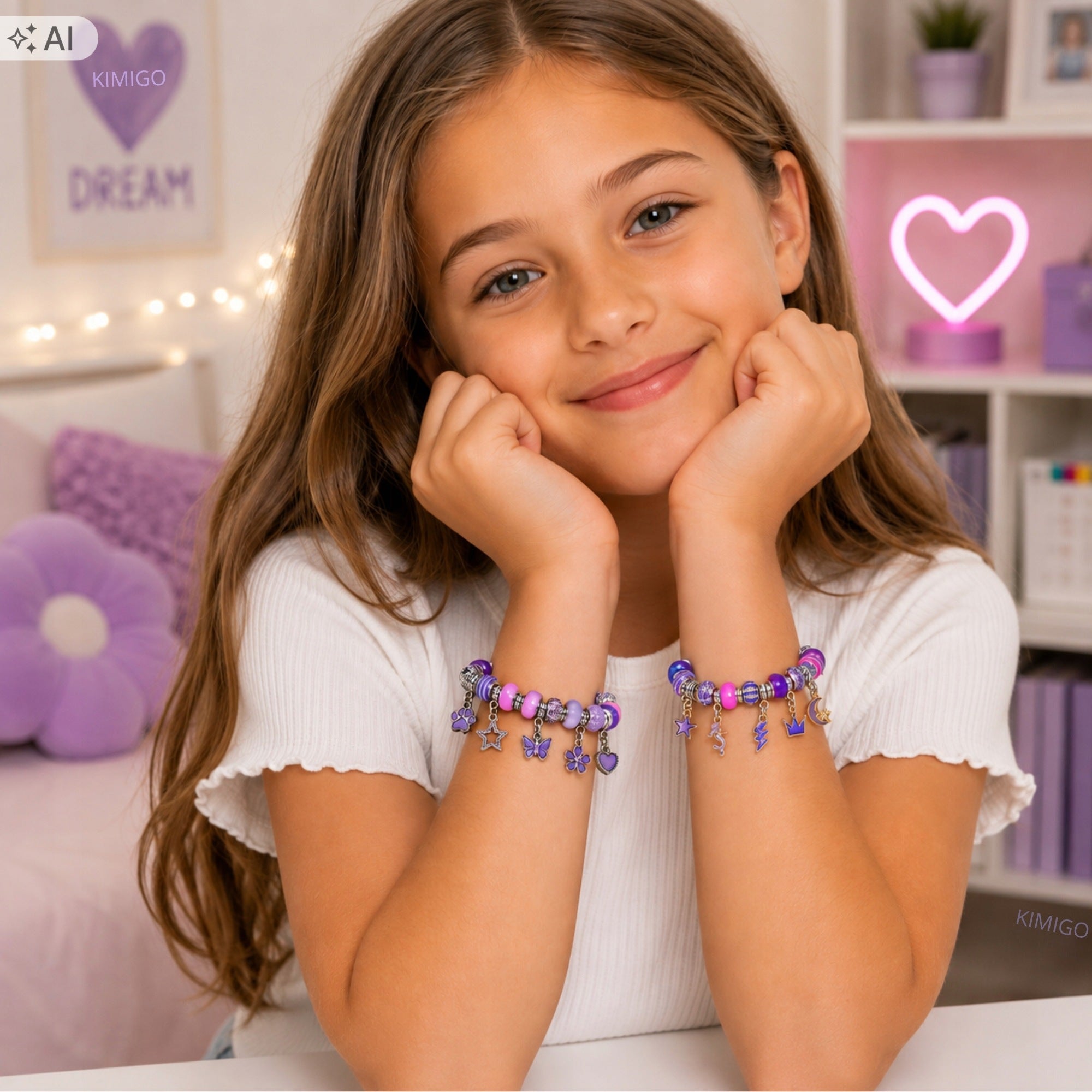 MEGA LARGE SET FOR MAKING BRACELETS JEWELRY CHARM CASKET PURPLE Packaging status original