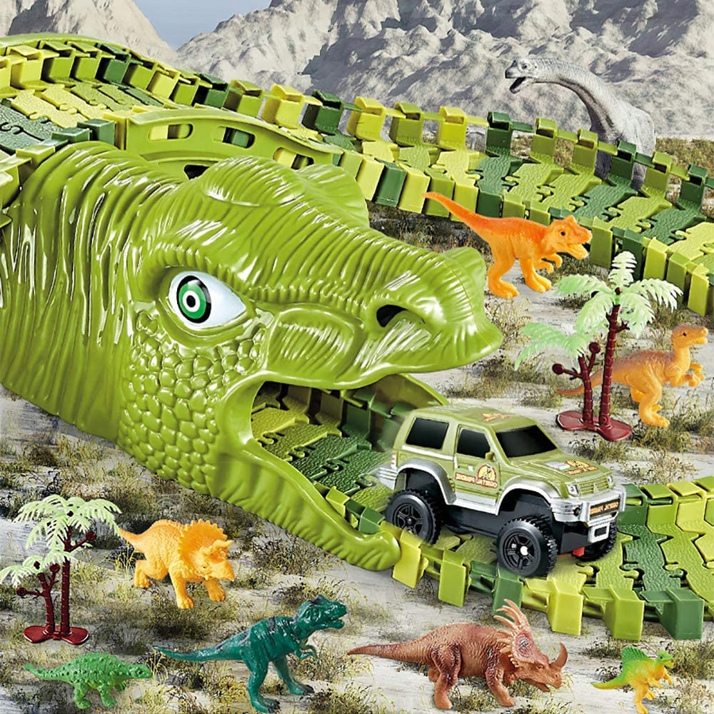 MEGA RACE TRACK DINOSAUR PARK MAGIC TRACK CAR CONSTRUCTION SET 270 Packaging status original