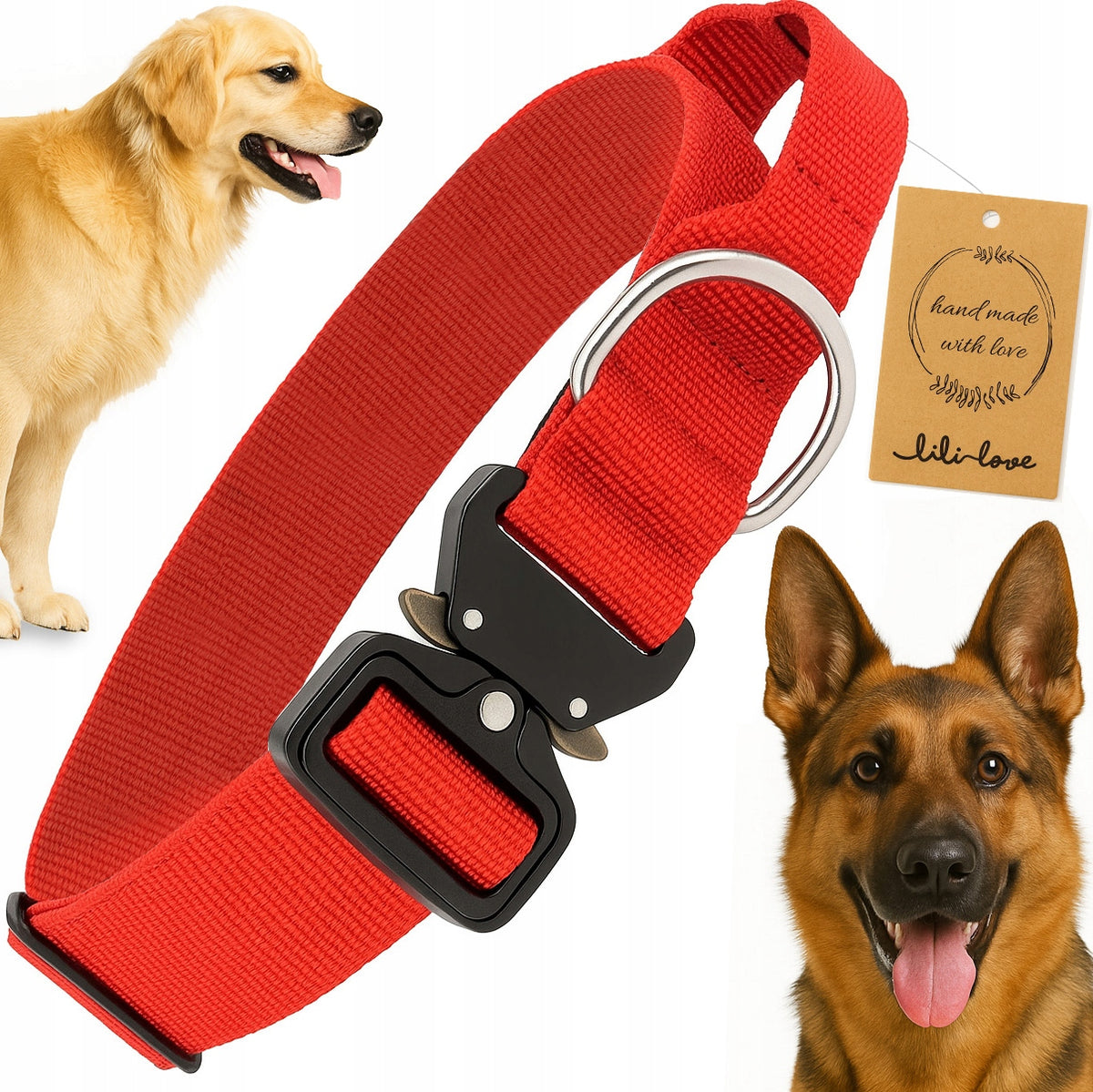 MEGA STRONG TACTICAL COLLAR FOR BIG DOG METAL BUCKLE 45-65CM - XL