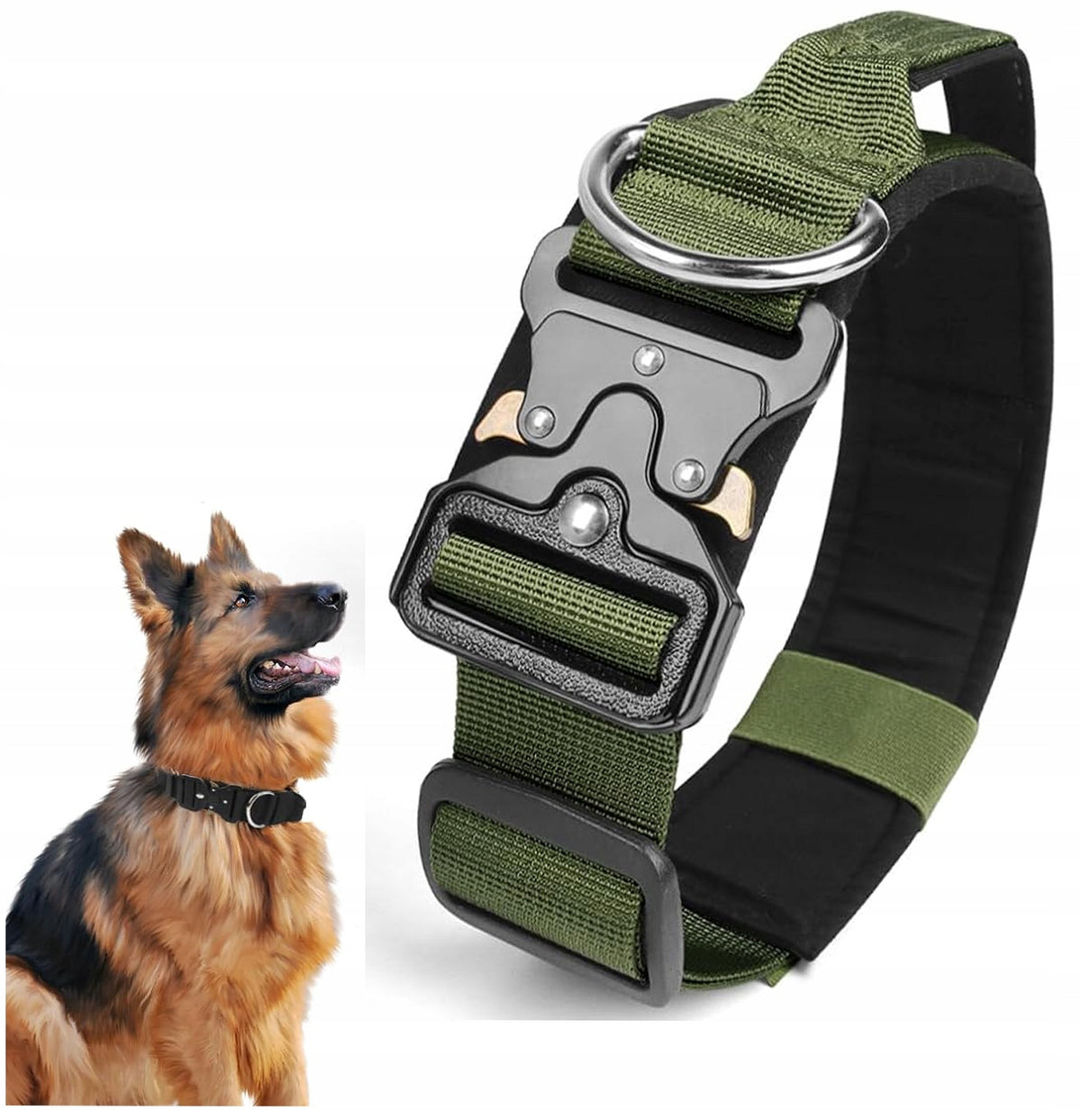 MEGA STRONG TACTICAL COLLAR FOR BIG DOG WITH METAL BUCKLE XL 46-62cm