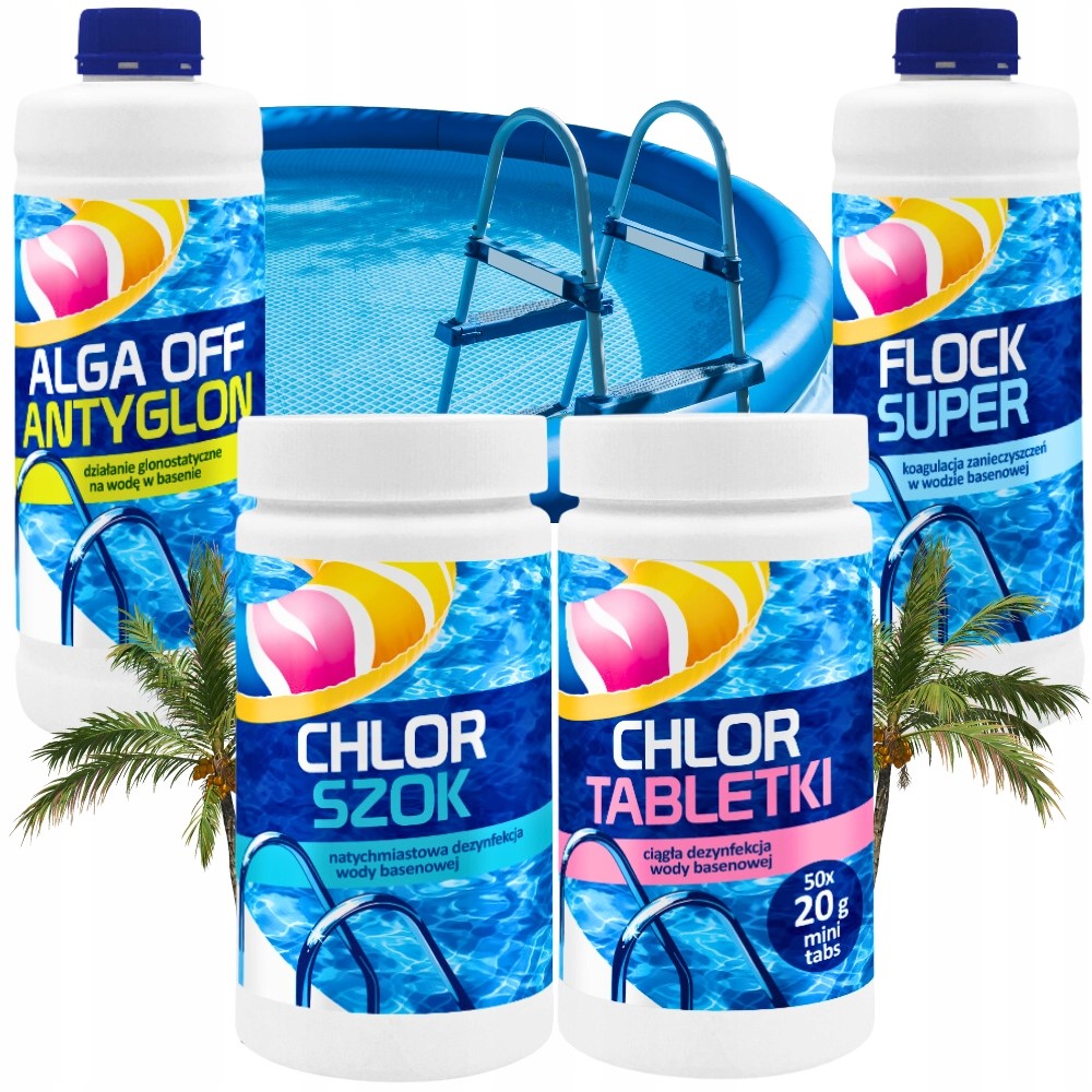 MEGA Set Chlorine Shock + Anti Algae + Flock Coagulant + Chlorine Tablets