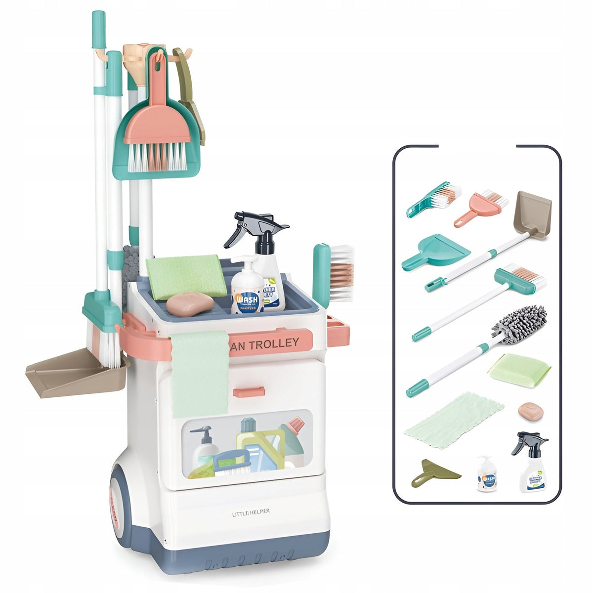 MEGA XXL SET CLEANING TROLLEY FOR CHILDREN EDUCATIONAL TOY AGD MOP Packaging status original