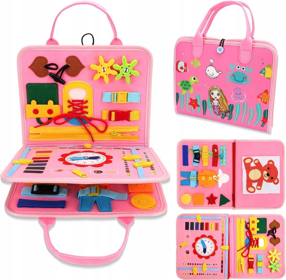 MEGADIDI SENSORY MANIPULATION BOARD clock puzzle SUITCASE soft