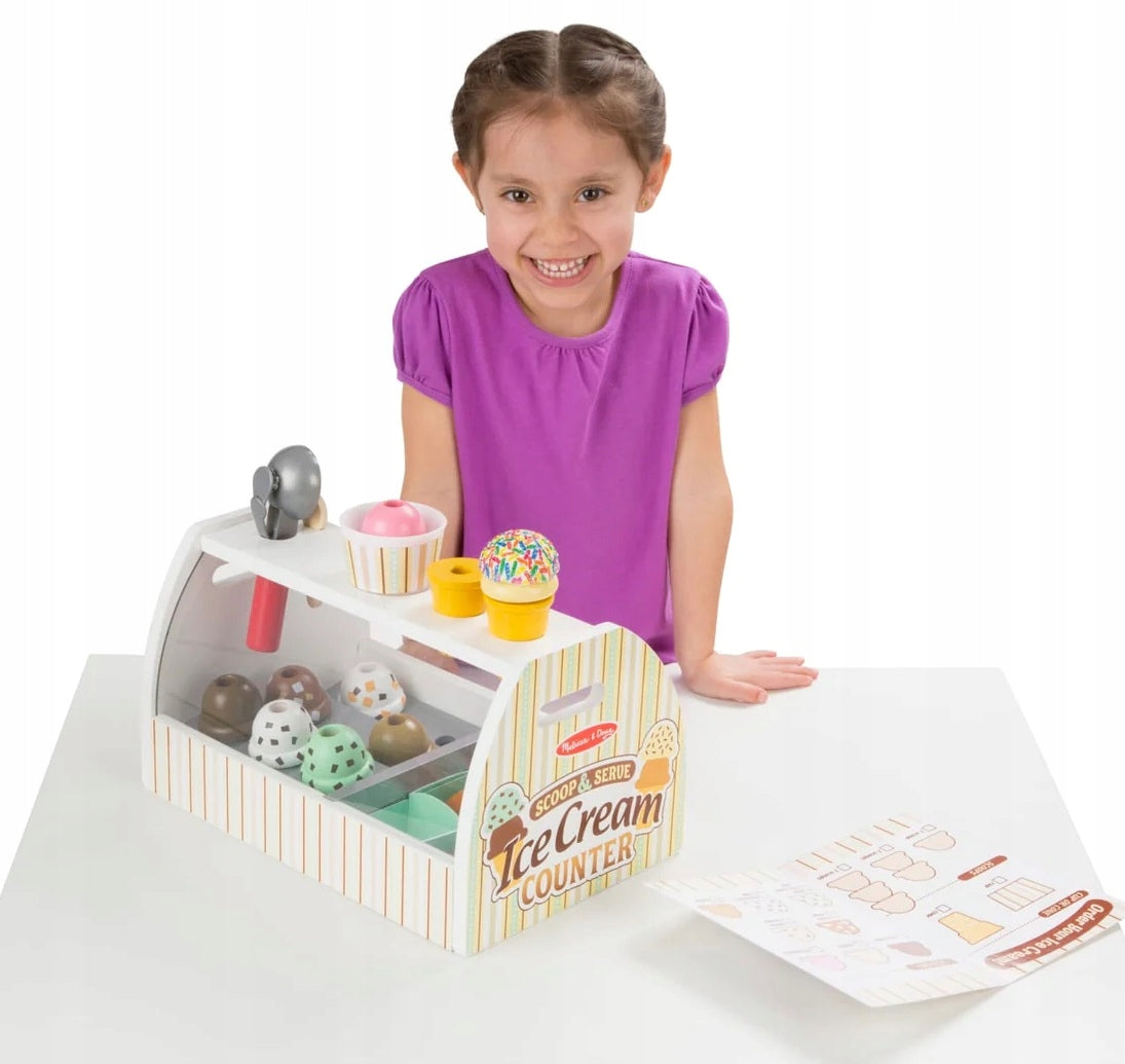 MELISSA & DOUG ICE CREAM SHOP STALL WITH ICE CREAM BABY WOODEN TOY Manufacturer code 19286