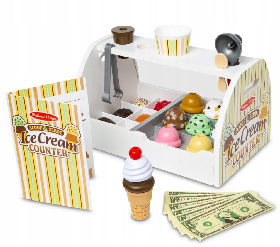 MELISSA & DOUG ICE CREAM SHOP STALL WITH ICE CREAM BABY WOODEN TOY