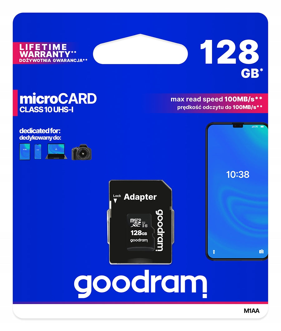 MEMORY CARD GOODRAM 128GB MICRO SDHC SDXC CLASS 10 + ADAPTER
