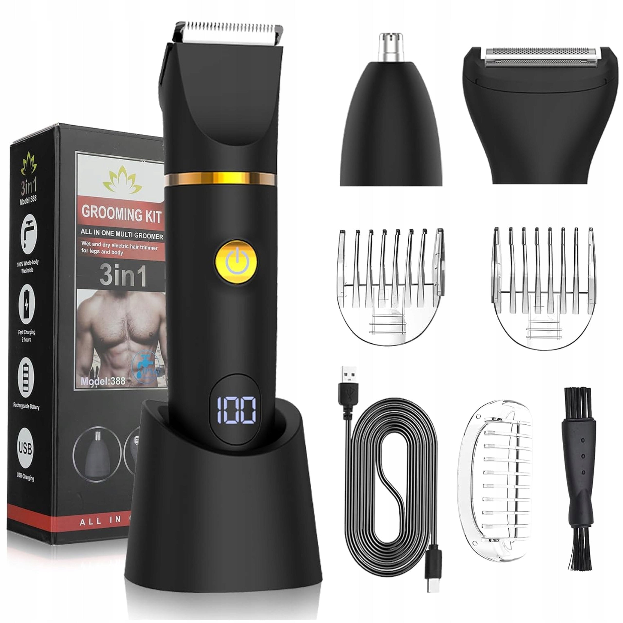 MEN'S ELECTRIC BEARD SHAVER BODY BEARD SHAVER + TRIMMER