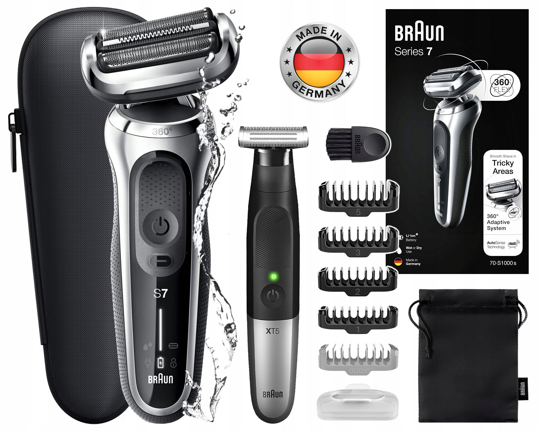 MEN'S SHAVER BRAUN SERIES 7 70-S1000s 360° FLEX AUTOSENSE LED + TRIMMER XT5 EAN (GTIN) 4210201242345