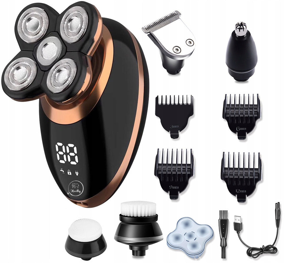 MEN'S SHAVER ELECTRIC BEARD HEAD TRIMMER 5IN1 HEELLY Manufacturer code GOLARKA MĘSKA TRYMER DO GOLENIA GŁOWY