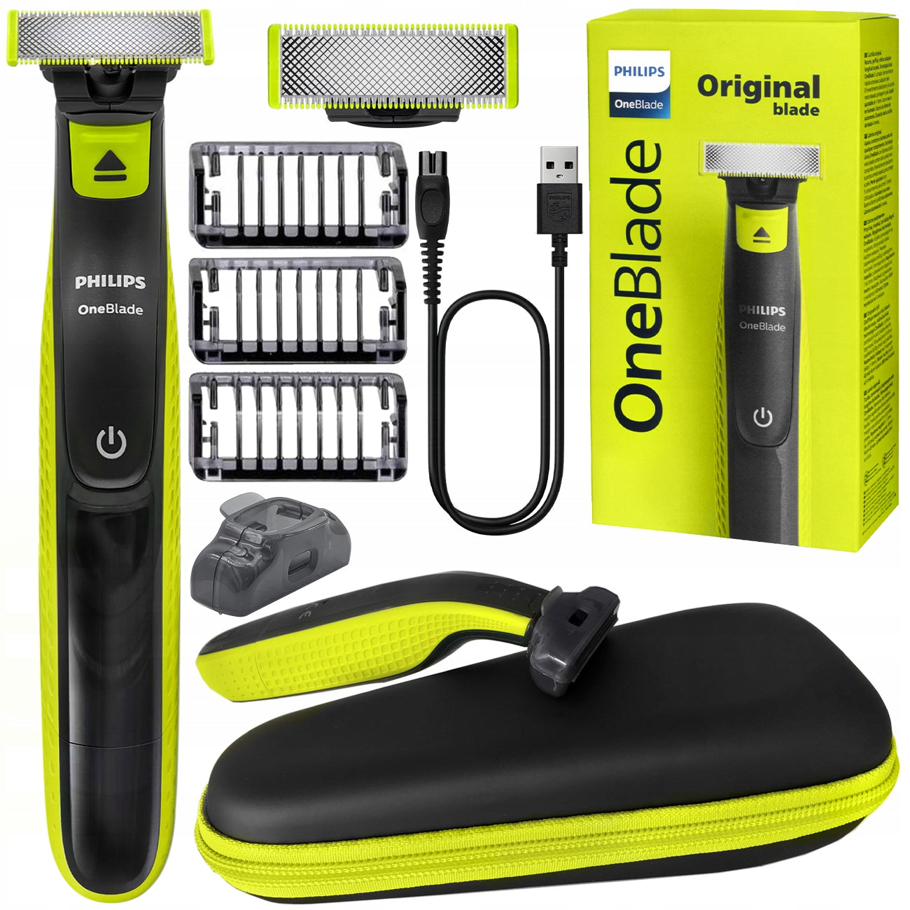 MEN'S SHAVER PHILIPS ONEBLADE BEARD CLIPPER WATERPROOF + CASE