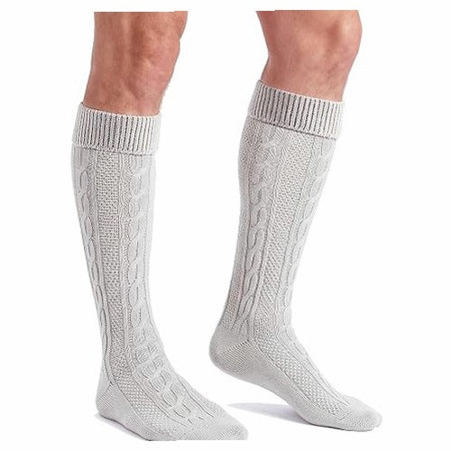 MEN'S SOCKS FOLK GREY BRAID OKTOBERFEST BAVARIAN 43 46 leather
