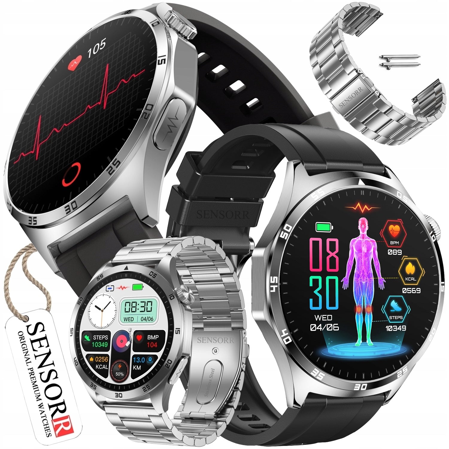 MEN'S WATCH SMARTWATCH TALK EKG SUGAR MEASUREMENT PRESSURE TEMPERATURE PL Packaging status original