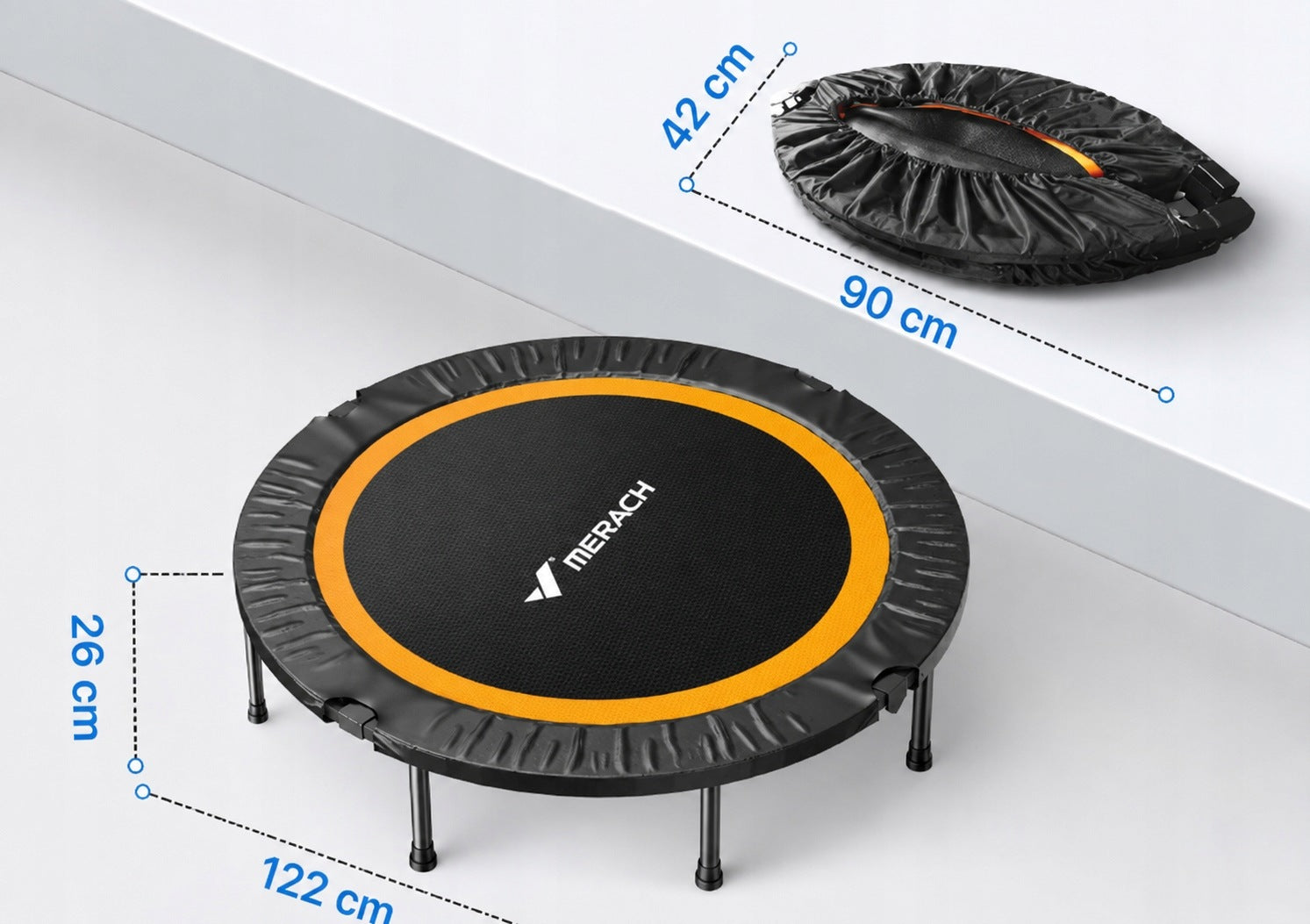 MERACH 2421B1 Fitness trampoline Ø122 cm, foldable for children and adults Manufacturer code MR-2421