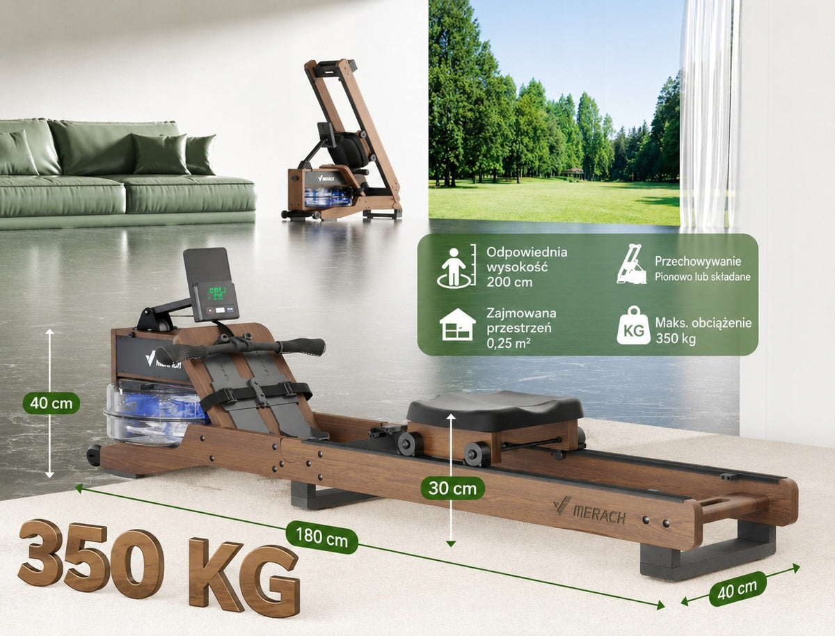 MERACH folding wooden water rowing machine, inner rowing machine with rubber Manufacturer code MR-R23R1-EU