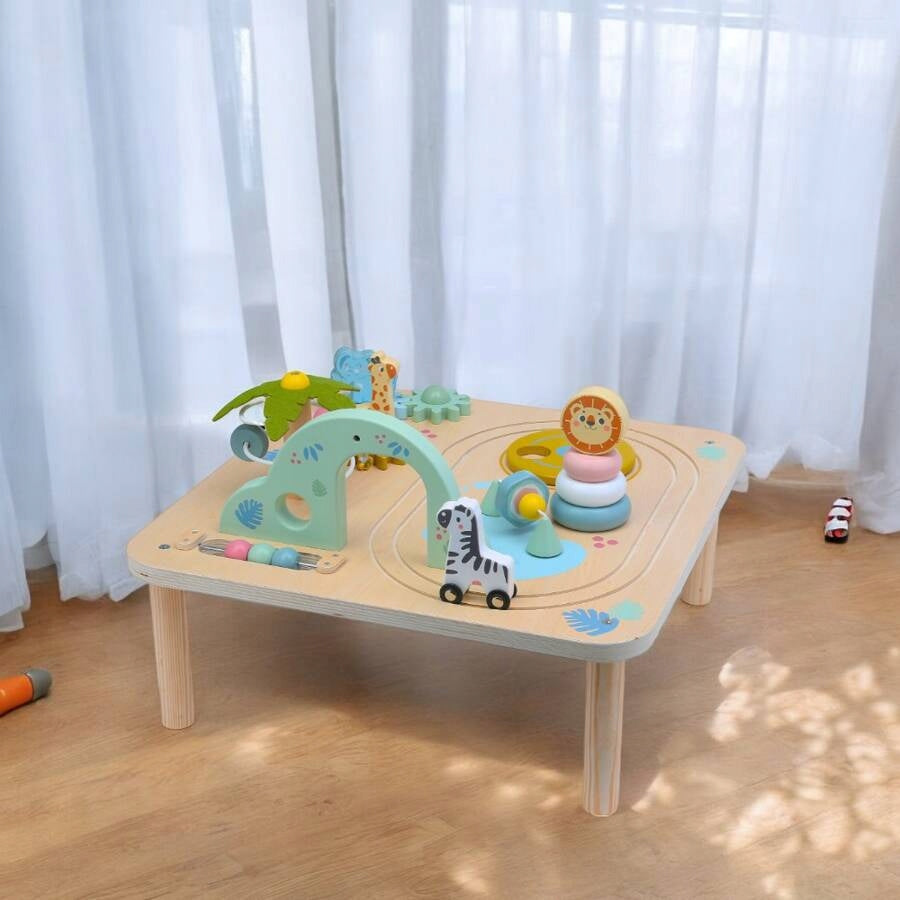 MERKAN Wooden Educational Table Interactive Animals With Queue Color multicolor