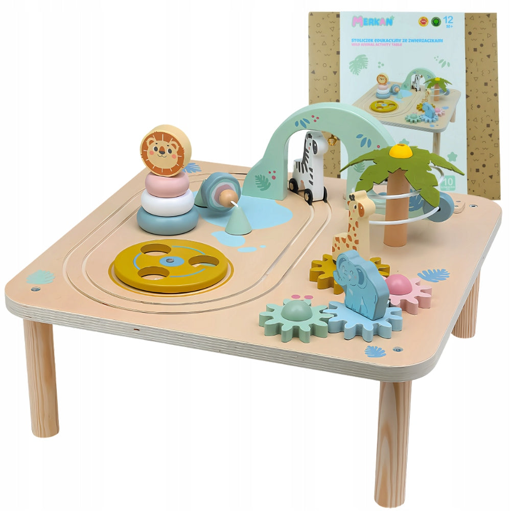 MERKAN Wooden Educational Table Interactive Animals With Queue