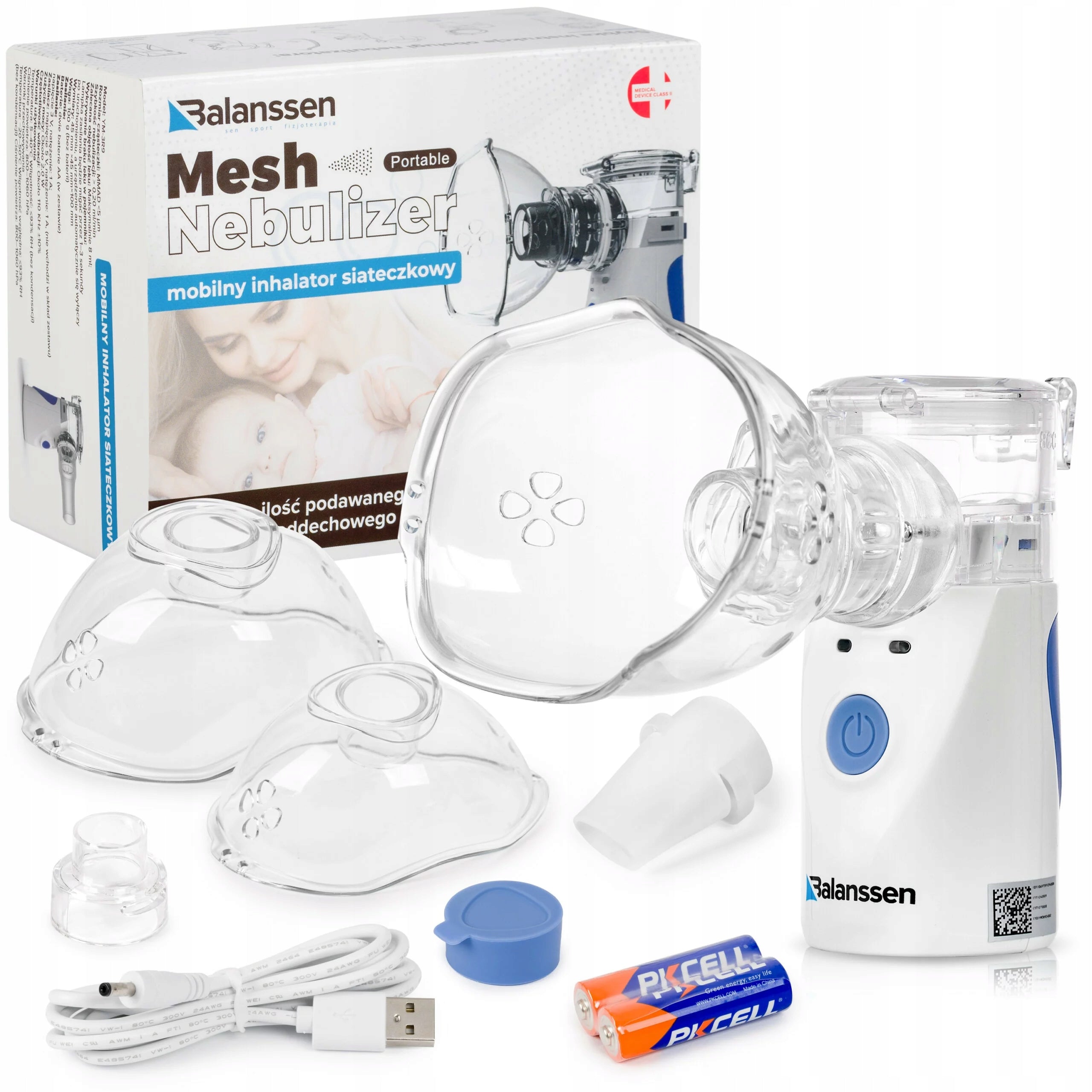MESH INHALER FOR NEBULISATION OF CHILDREN AND ADULTS 2 MASKS