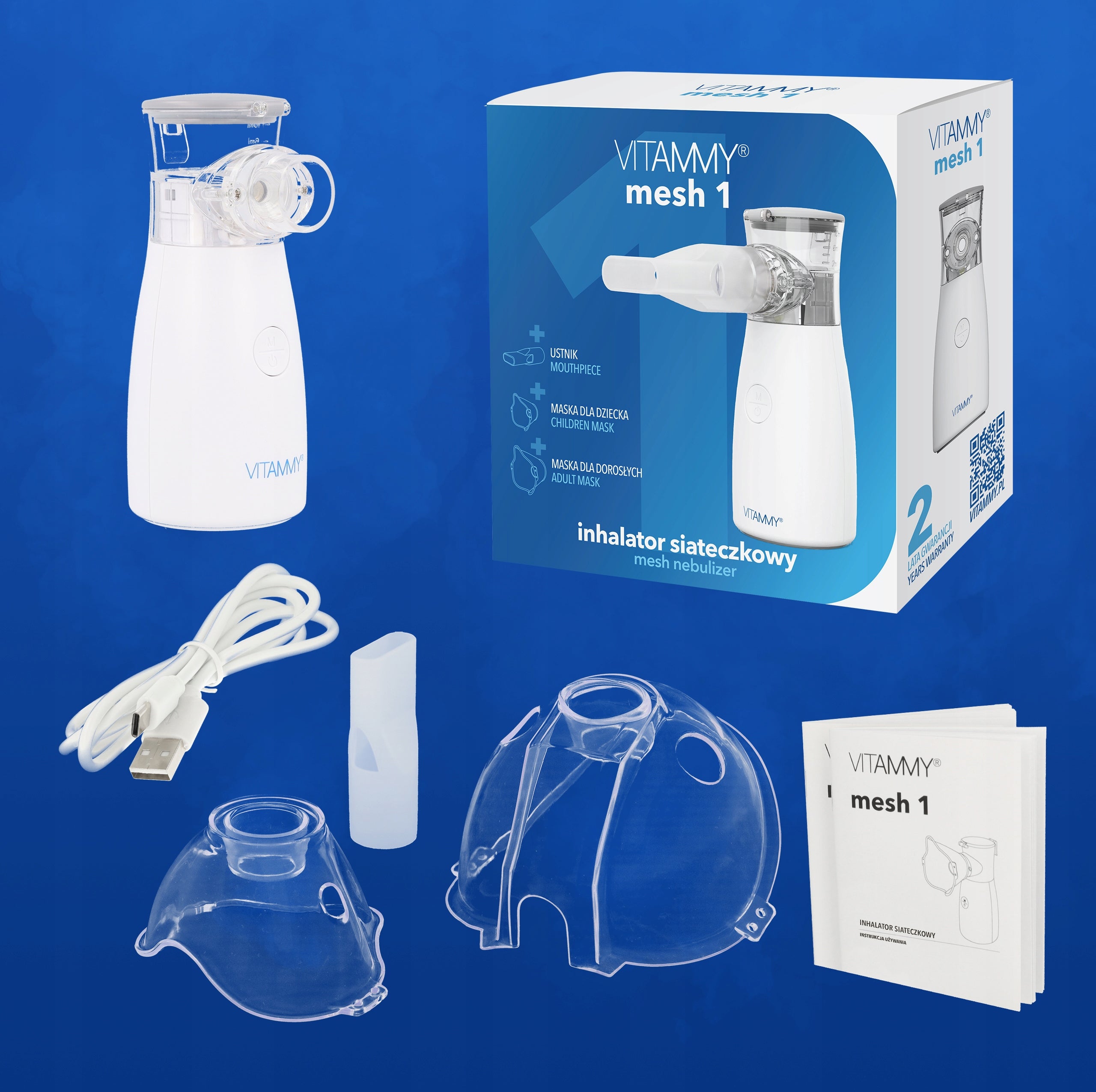 MESH INHALER PORTABLE SILENT NEBULIZER FOR CHILDREN ADULT MESH Packaging status original