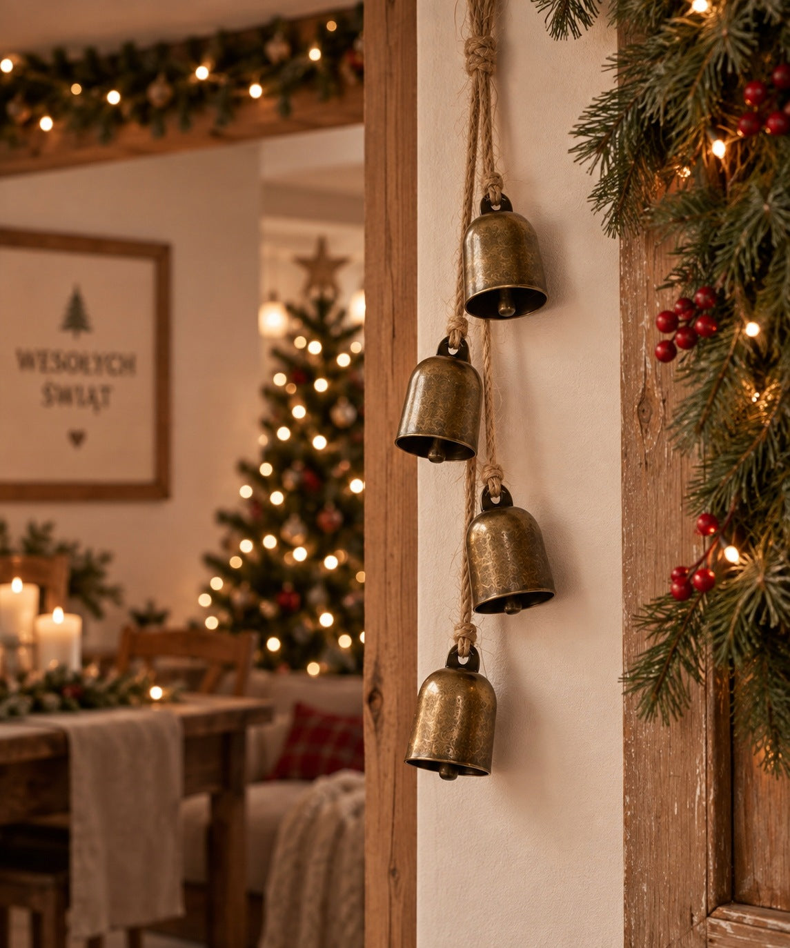 METAL BELLS 4pcs HANGING GOLD 35cm CHRISTMAS TREE PENDANT BELL Brand Ecarla