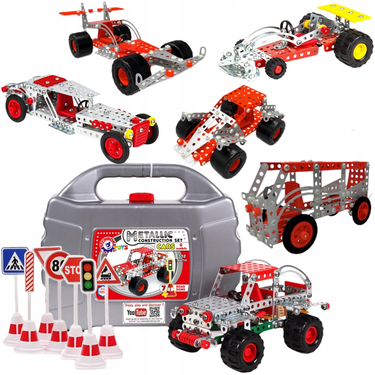 METAL BLOCKS OF CARS 312 EL 6 MODELS TECHNOK 3855 ROAD SIGNS