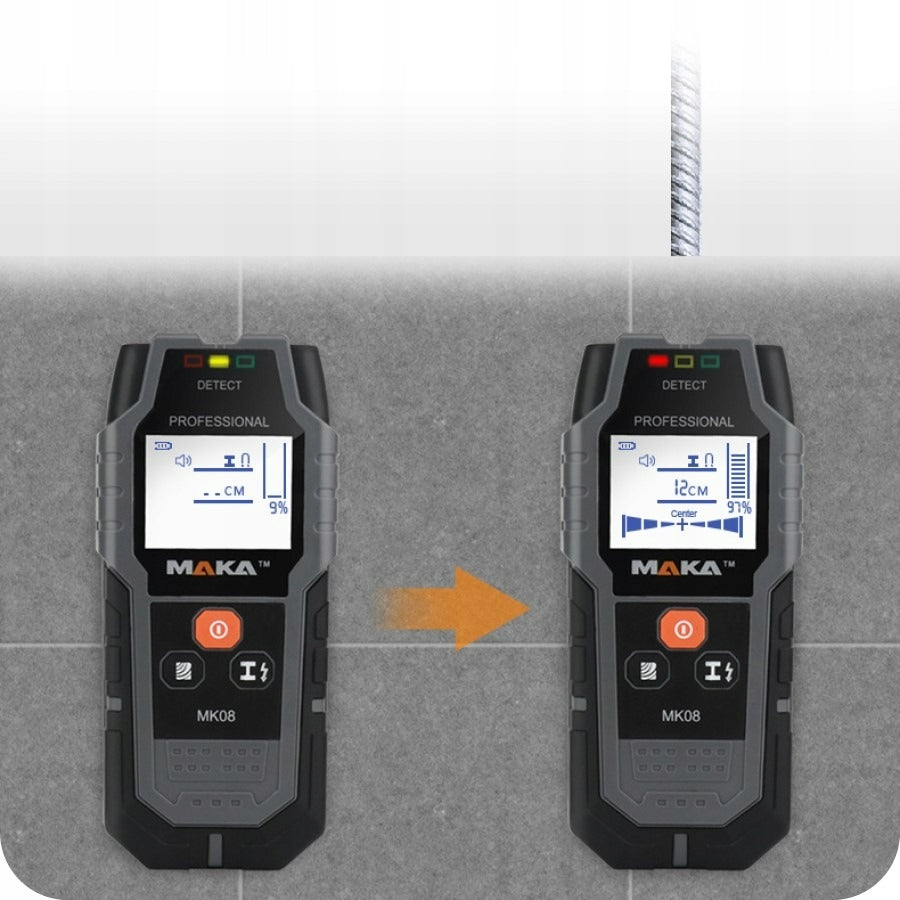 METAL CABLE DETECTOR IN METAL WOOD WALL + BATTERY Brand Maka