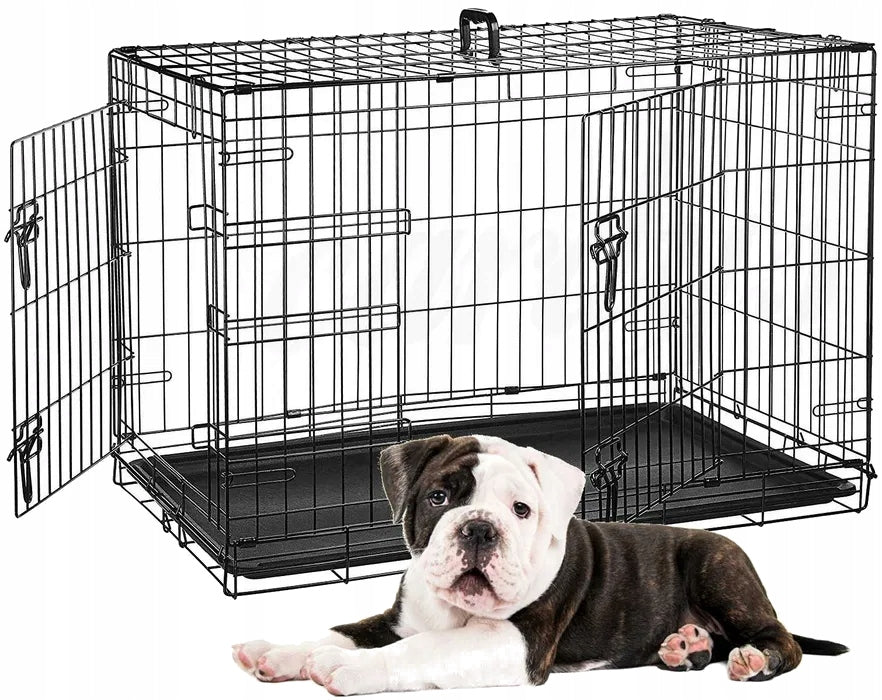 METAL CAGE KENNEL TRANSPORTER FOR DOG CAT ANIMALS M 60x45x53 cm