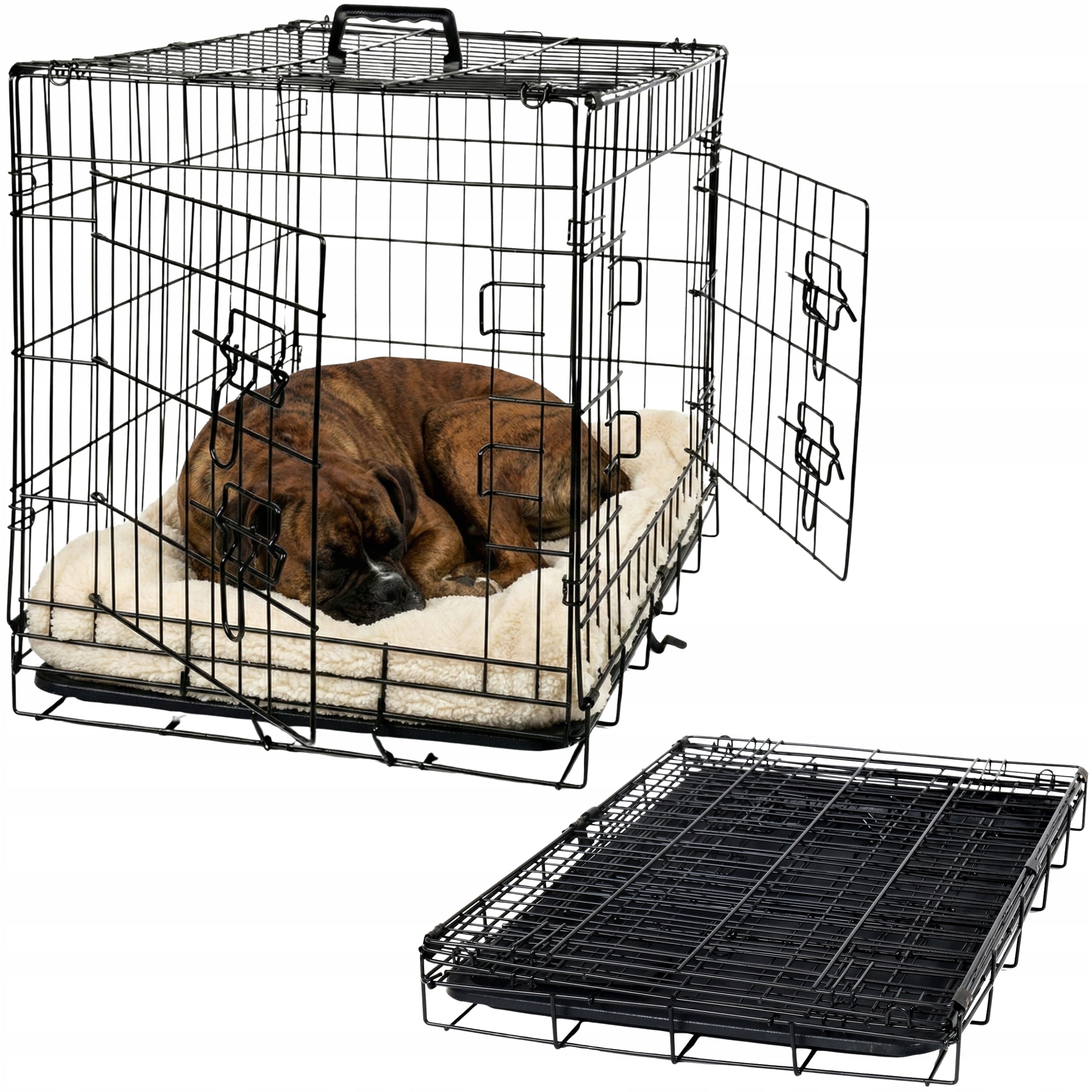 METAL CAGE PLAYPEN TRANSPORTER FOR DOG CAT ANIMALS 107x70x77CM XXL