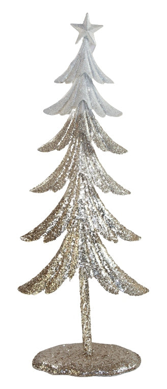 METAL CHRISTMAS TREE Emized Gold Figurine with Glitter Christmas Ornament 60 cm