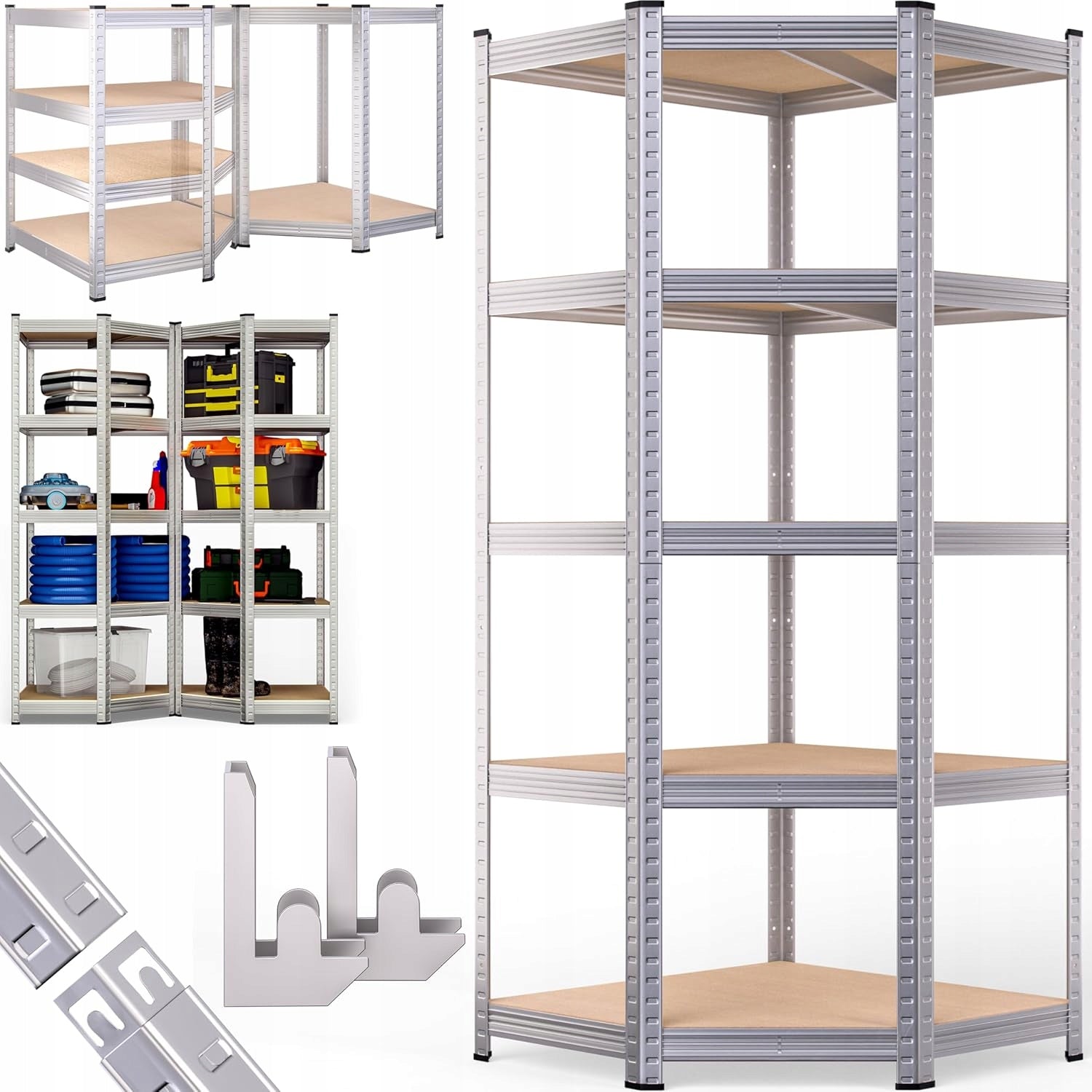 METAL CORNER RACK 2in1 GARAGE STORAGE 180x90x40cm 875kg