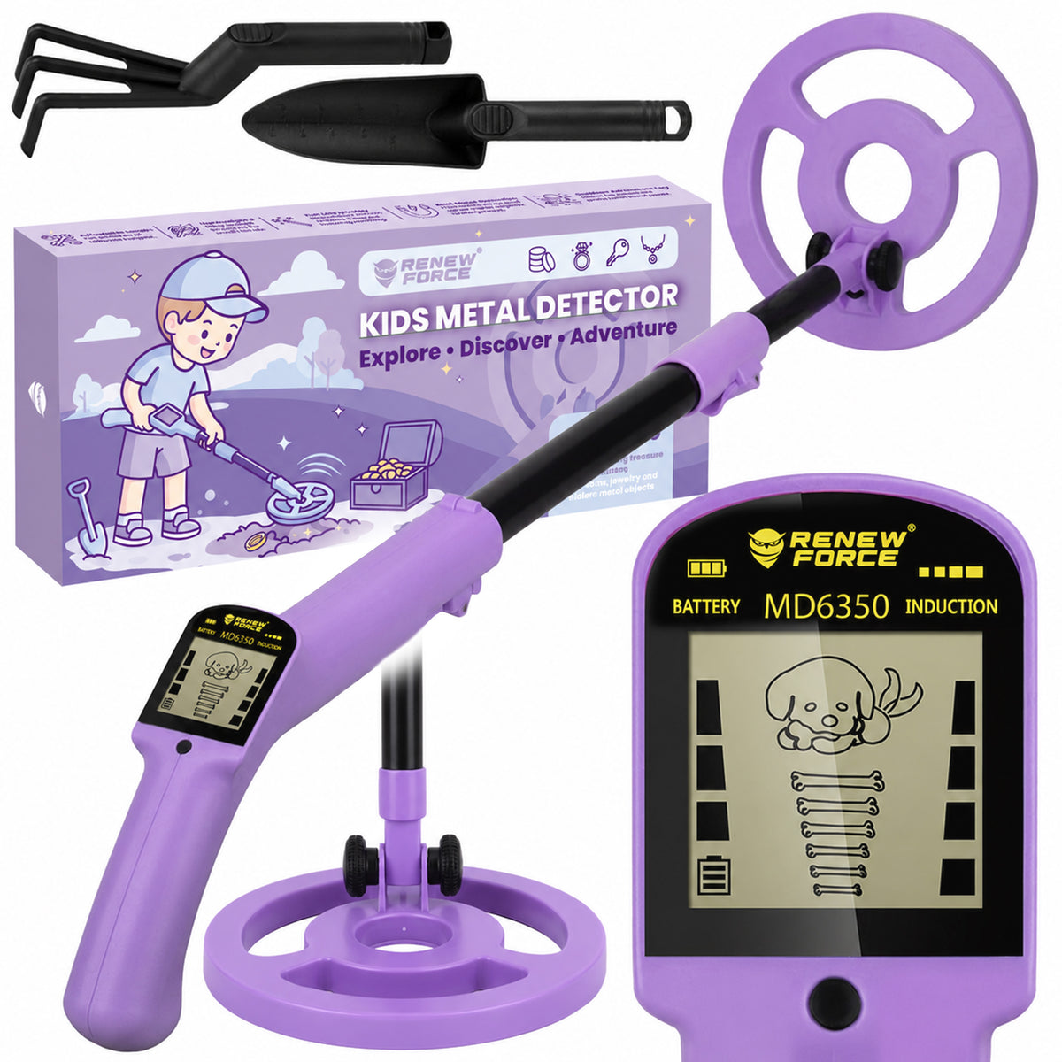 METAL DETECTOR METAL PROFESSIONAL LCD FOR CHILDREN ADJUSTABLE + ACCESSORIES