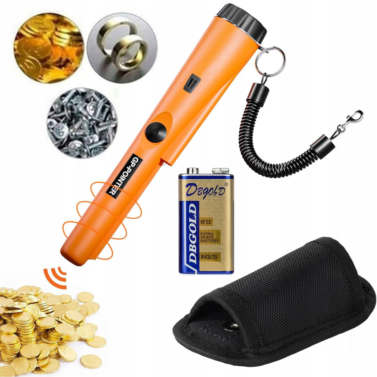 METAL DETECTOR, WATERPROOF 360° METAL DETECTOR WITH BELT HOLSTER