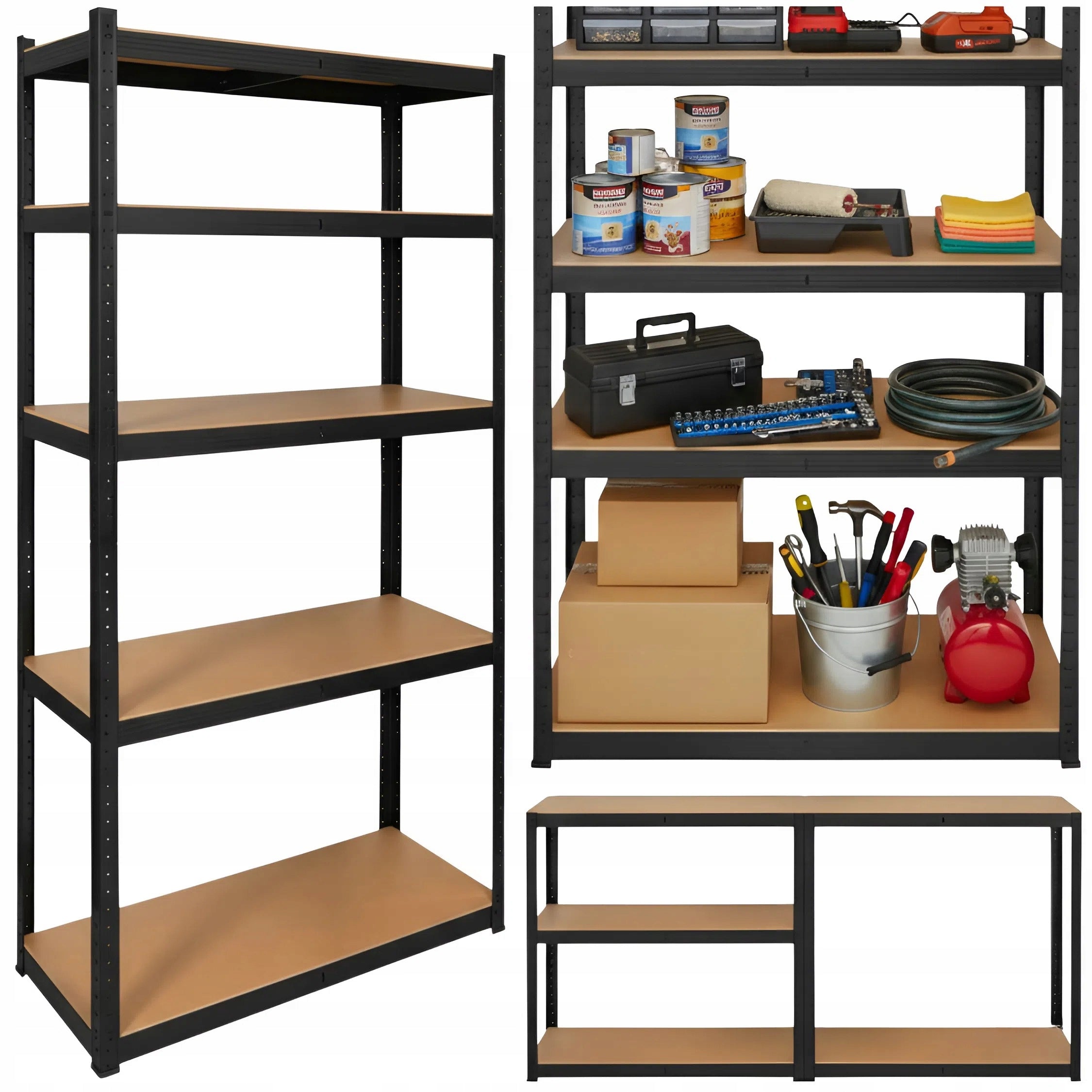 METAL GARAGE STORAGE RACK 205x120x45cm 5 SHELVES STRONG 1000KG LIFTING CAPACITY