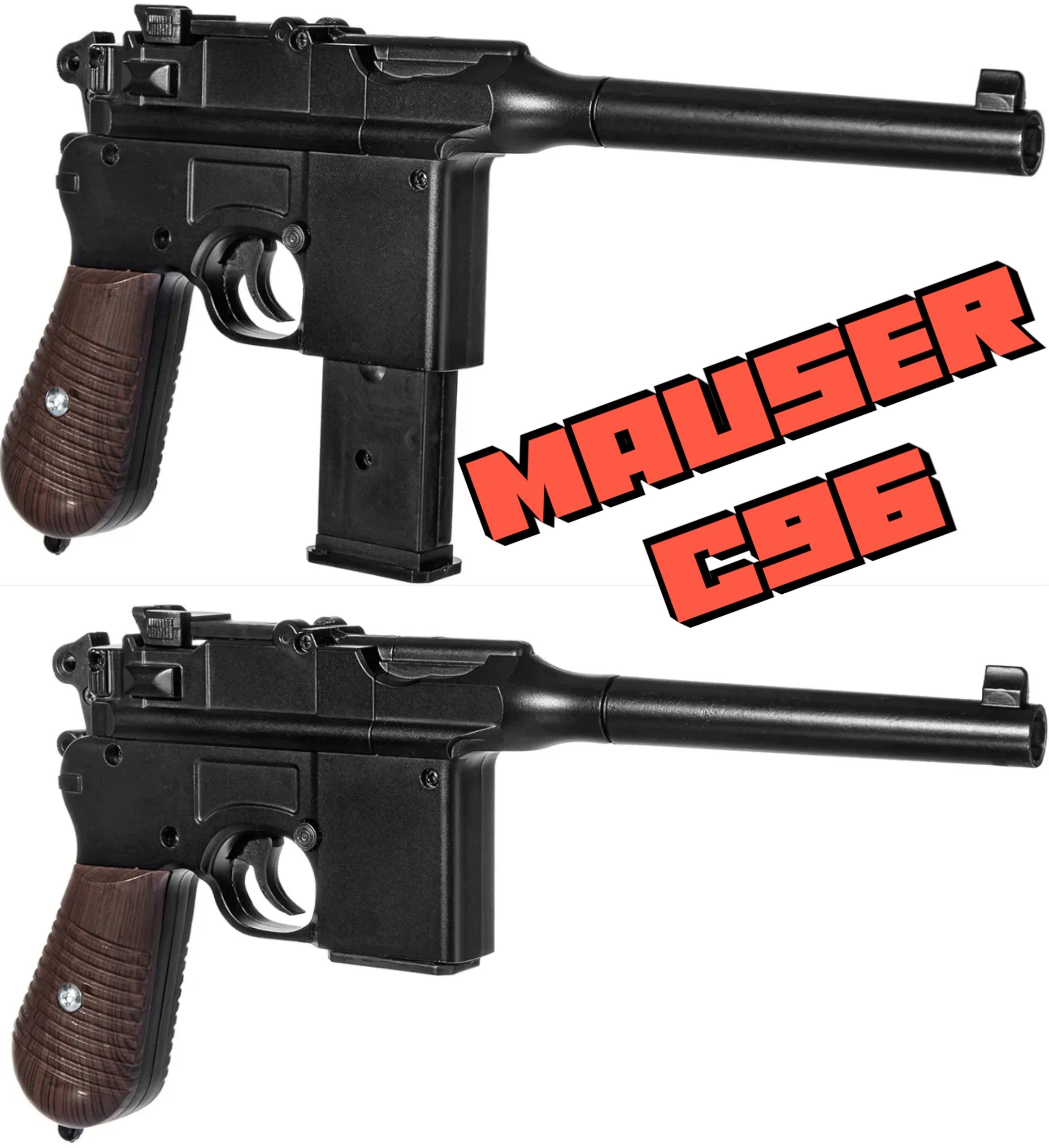 METAL GUN FOR BALLS MAUSER C96 REPLICA ASG 100% METAL + GRENADE BALLS Packaging status original