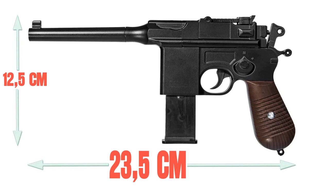 METAL GUN FOR BALLS MAUSER C96 REPLICA ASG 100% METAL TWO MAGAZINES Brand no brand