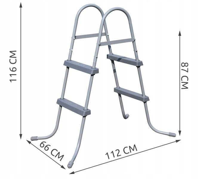 METAL LADDER FOR SWIMMING POOL INTEX BESTWAY UP TO 84CM DOUBLE-SIDED ME Packaging status original