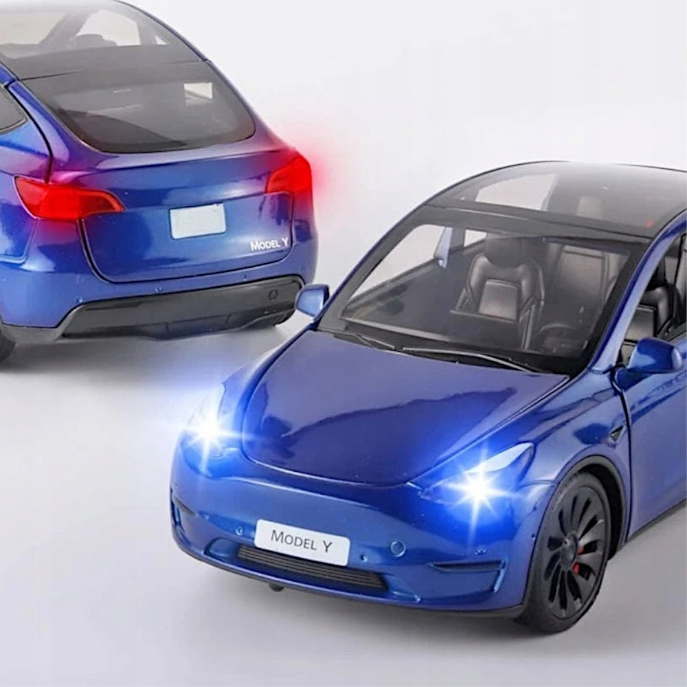 METAL MODEL TESLA Y LED LIGHT DRIVE SOUND OPENING DOOR MASK 1:24 Packaging status original