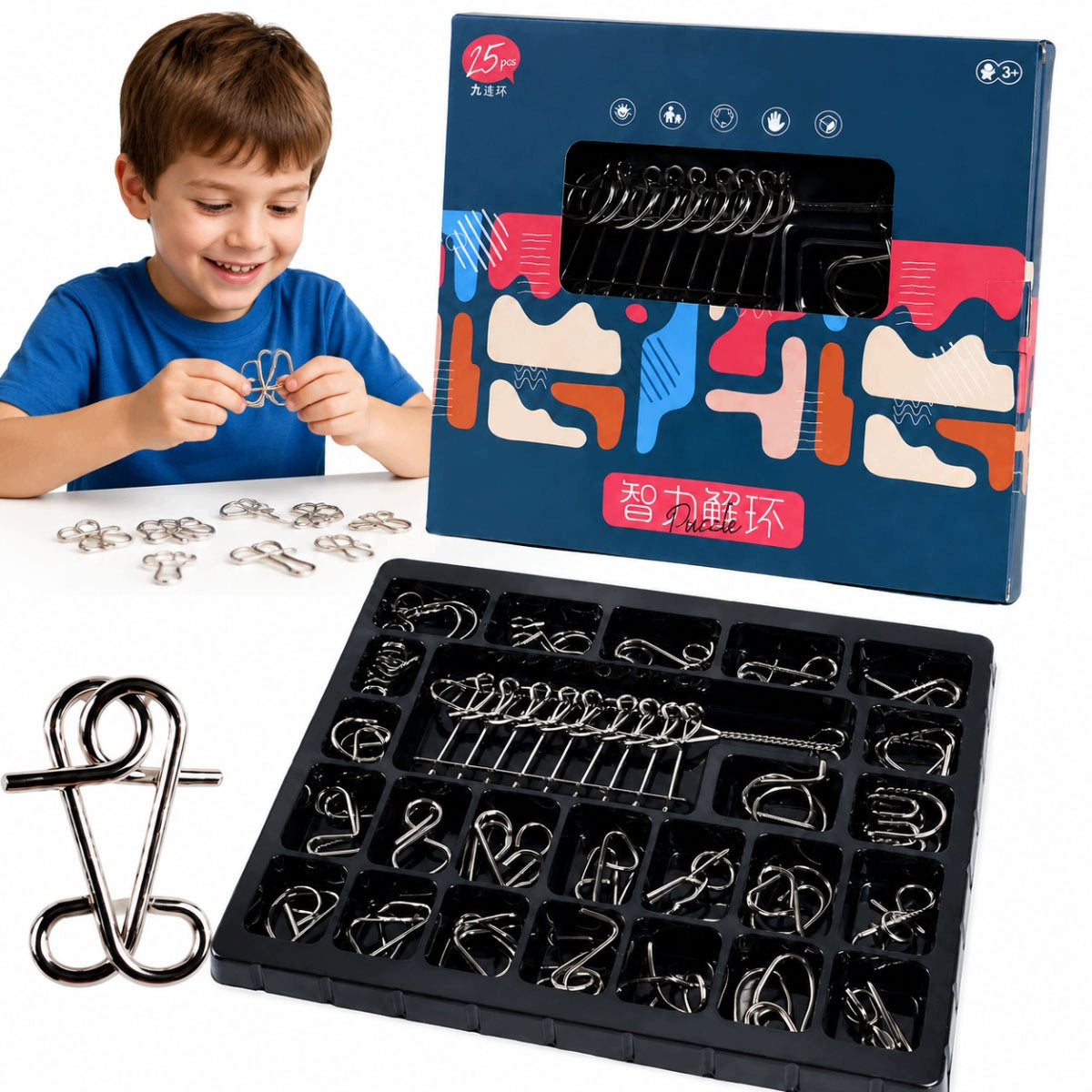 METAL PUZZLE PUZZLES SET PUZZLE WIRE PUZZLE 25 PIECES
