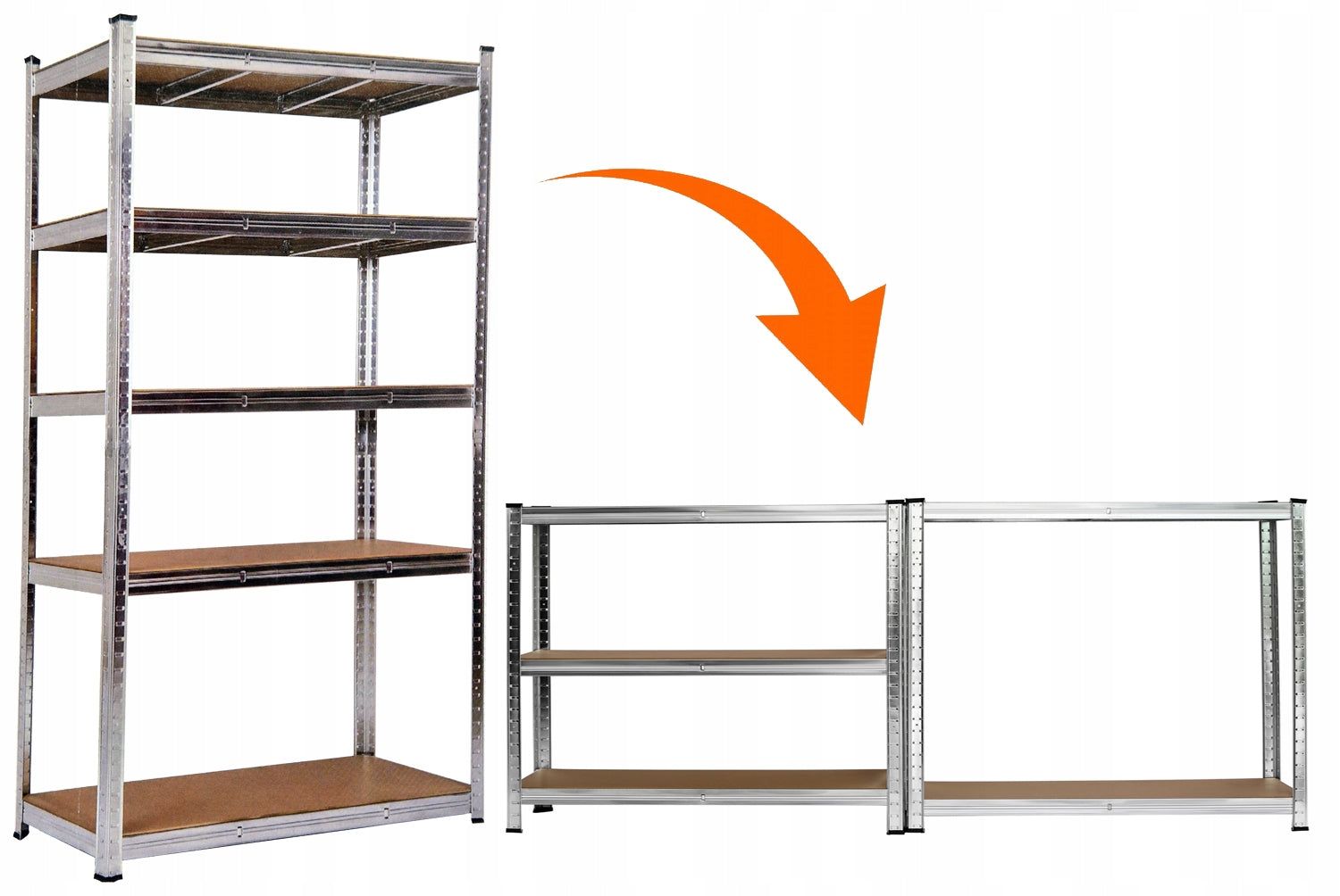 METAL RACK FOR GARAGE BASEMENT PANTRY WAREHOUSE 205x120x45 1000KG 5SHELVES Packaging status original